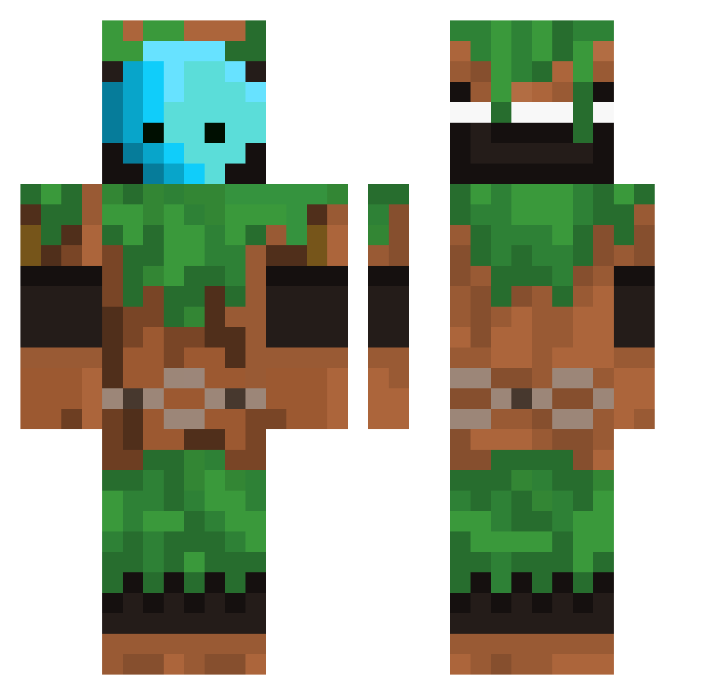 VeganLevel5 Minecraft skin, front and back view