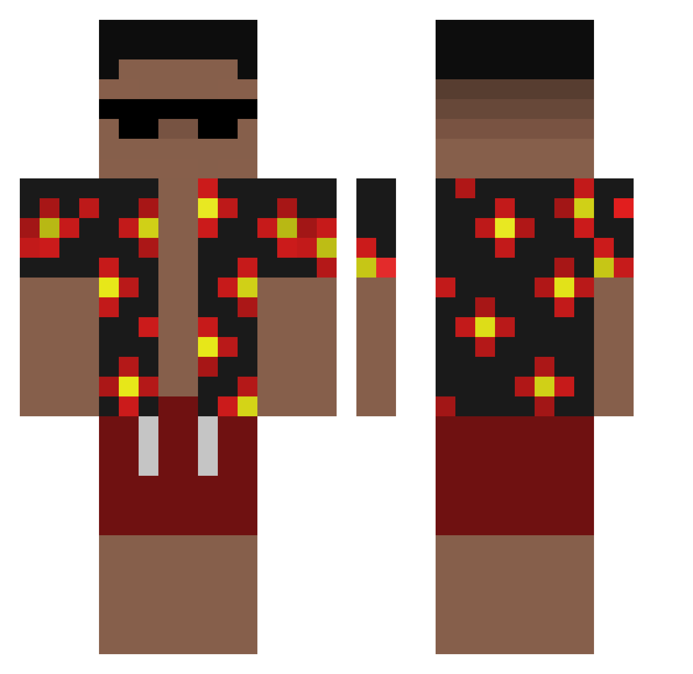 R0ken Minecraft skin, front and back view