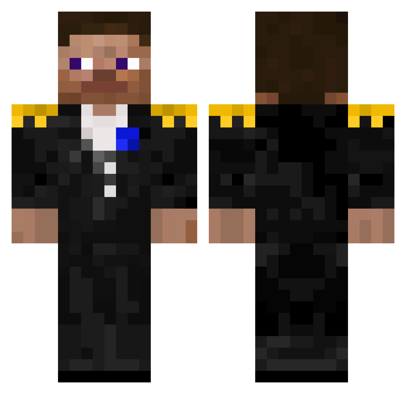 RAGIST Minecraft skin, front and back view