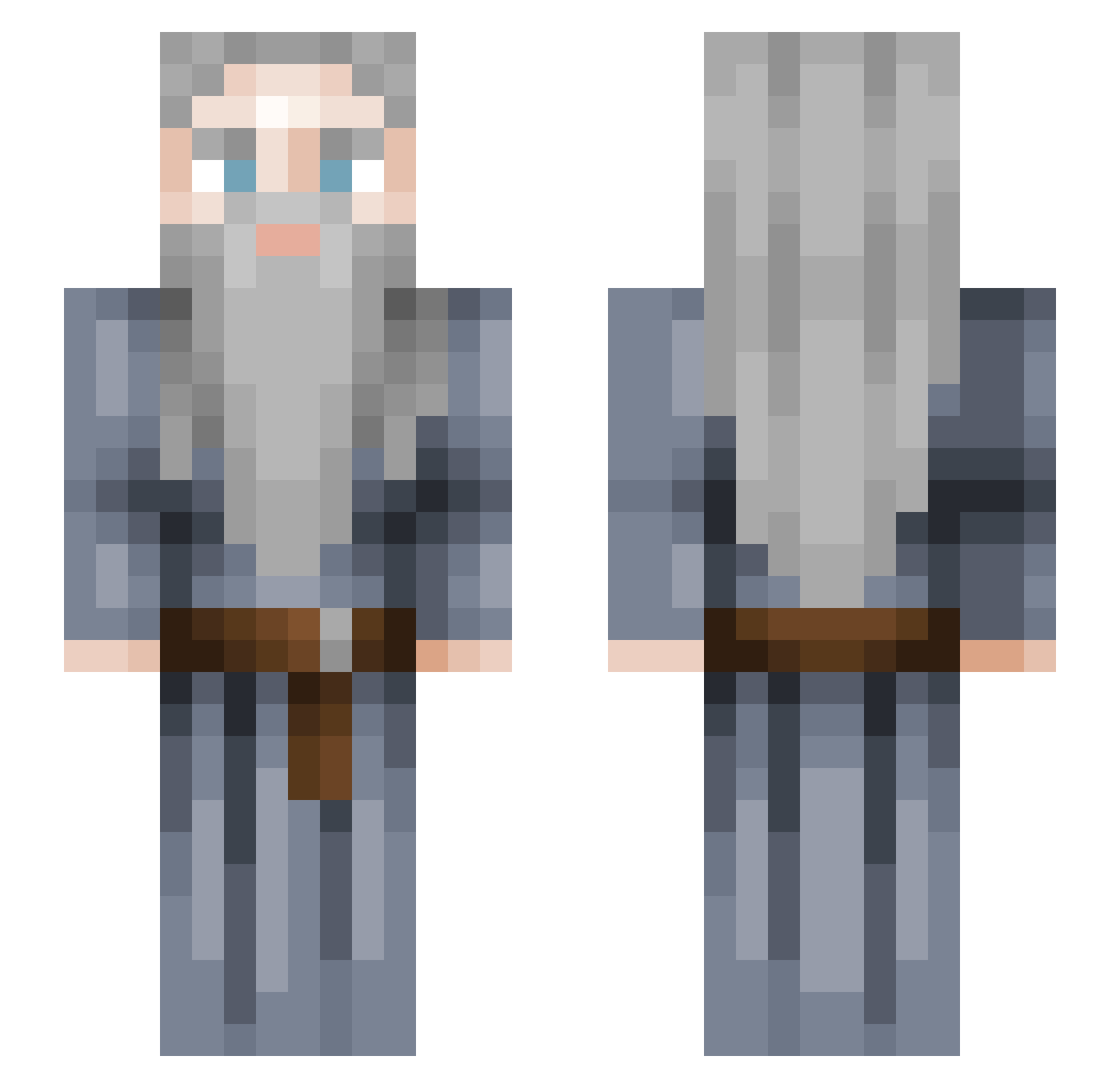 Skelping Minecraft skin, front and back view