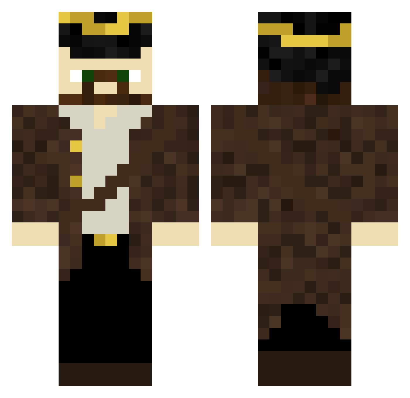 AquaHuhn128 Minecraft skin, front and back view