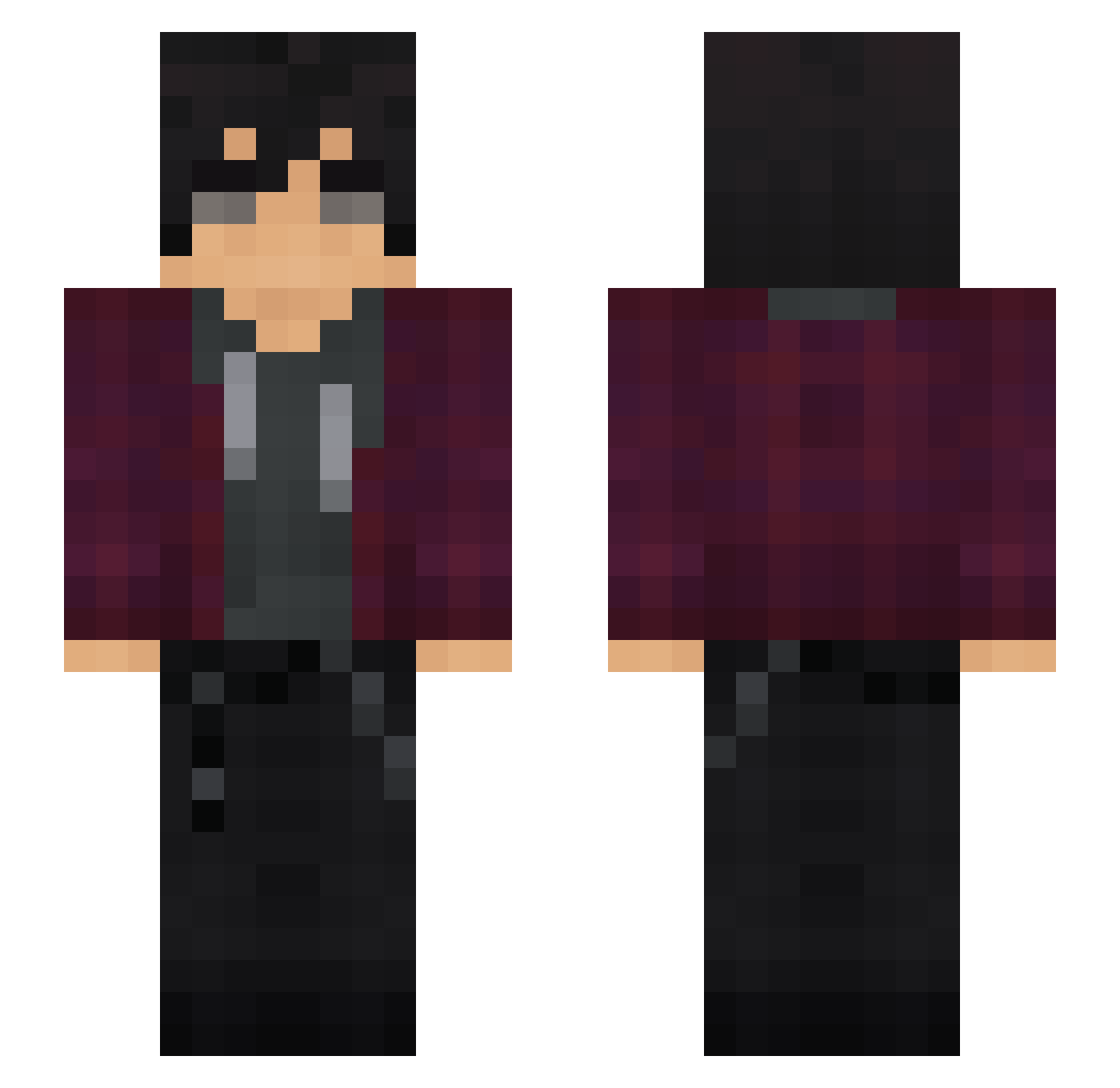 De1nOnly Minecraft skin, front and back view
