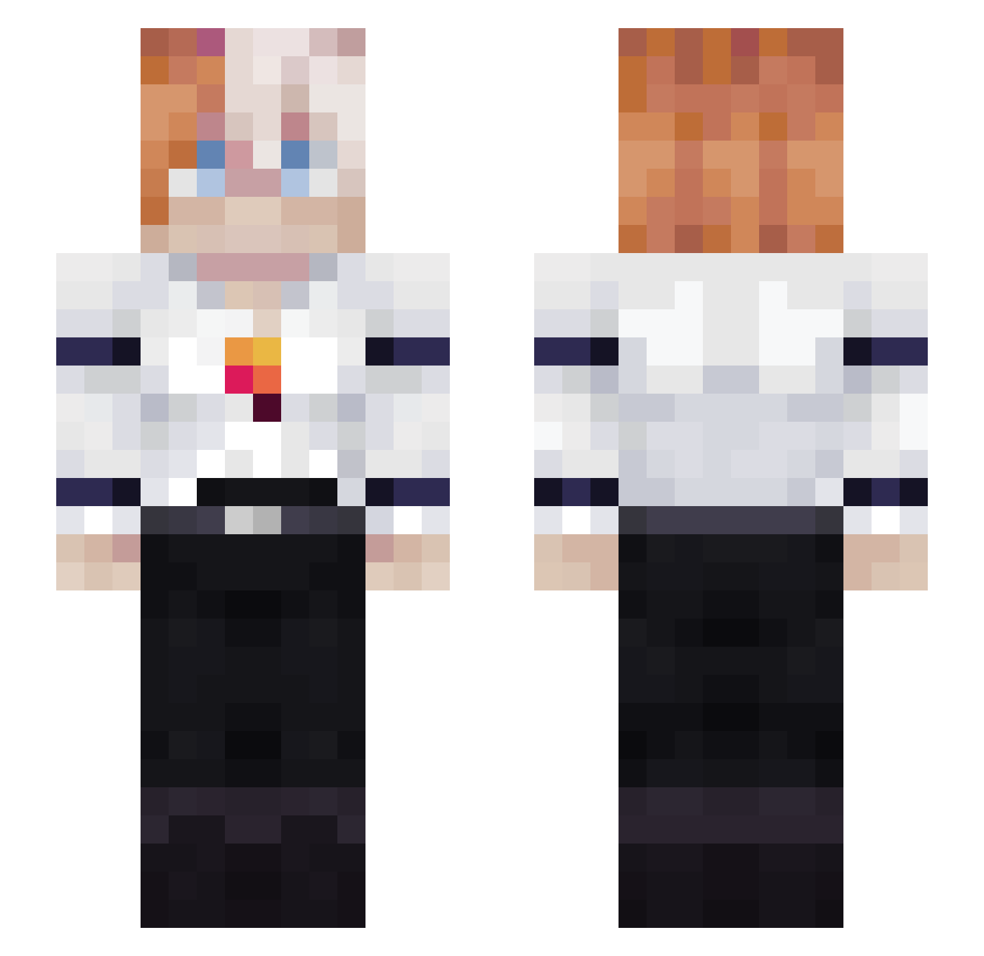 Aquairi99 Minecraft skin, front and back view