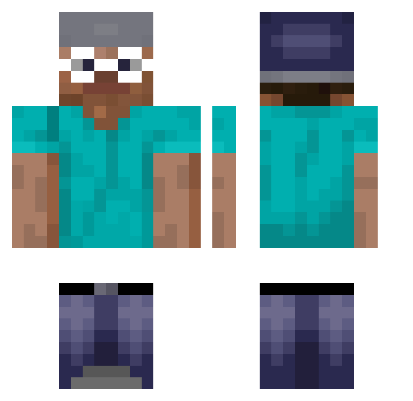 Bosmann Minecraft skin, front and back view