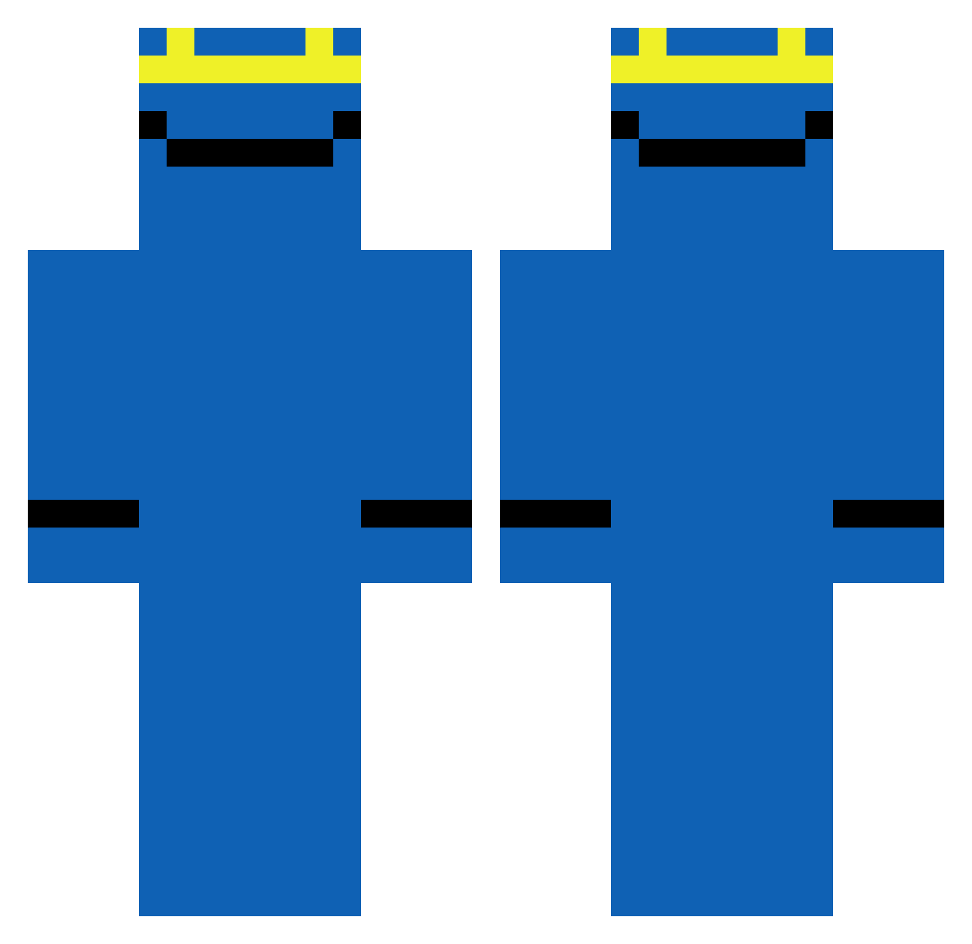 Aquadious Minecraft skin, front and back view