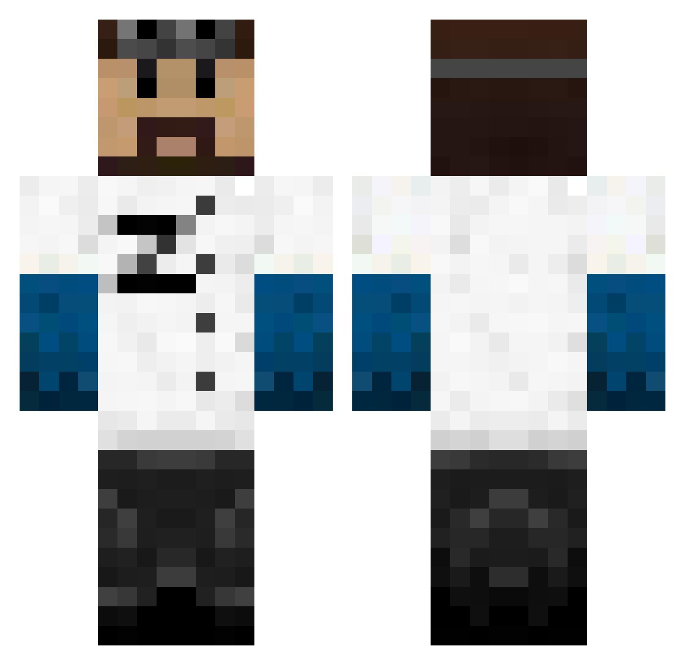 Zarf Minecraft skin, front and back view