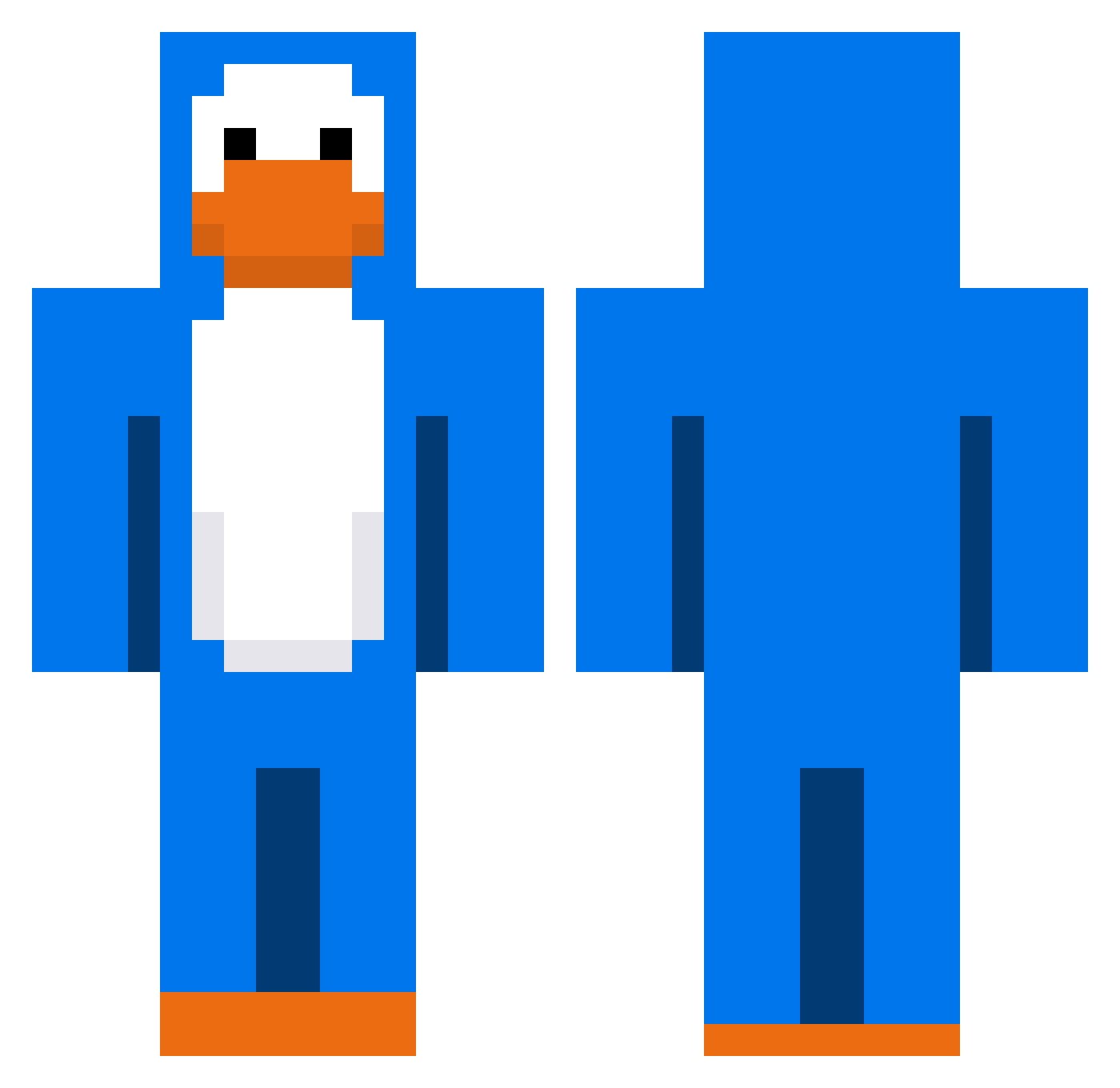 Underinsured Minecraft skin, front and back view