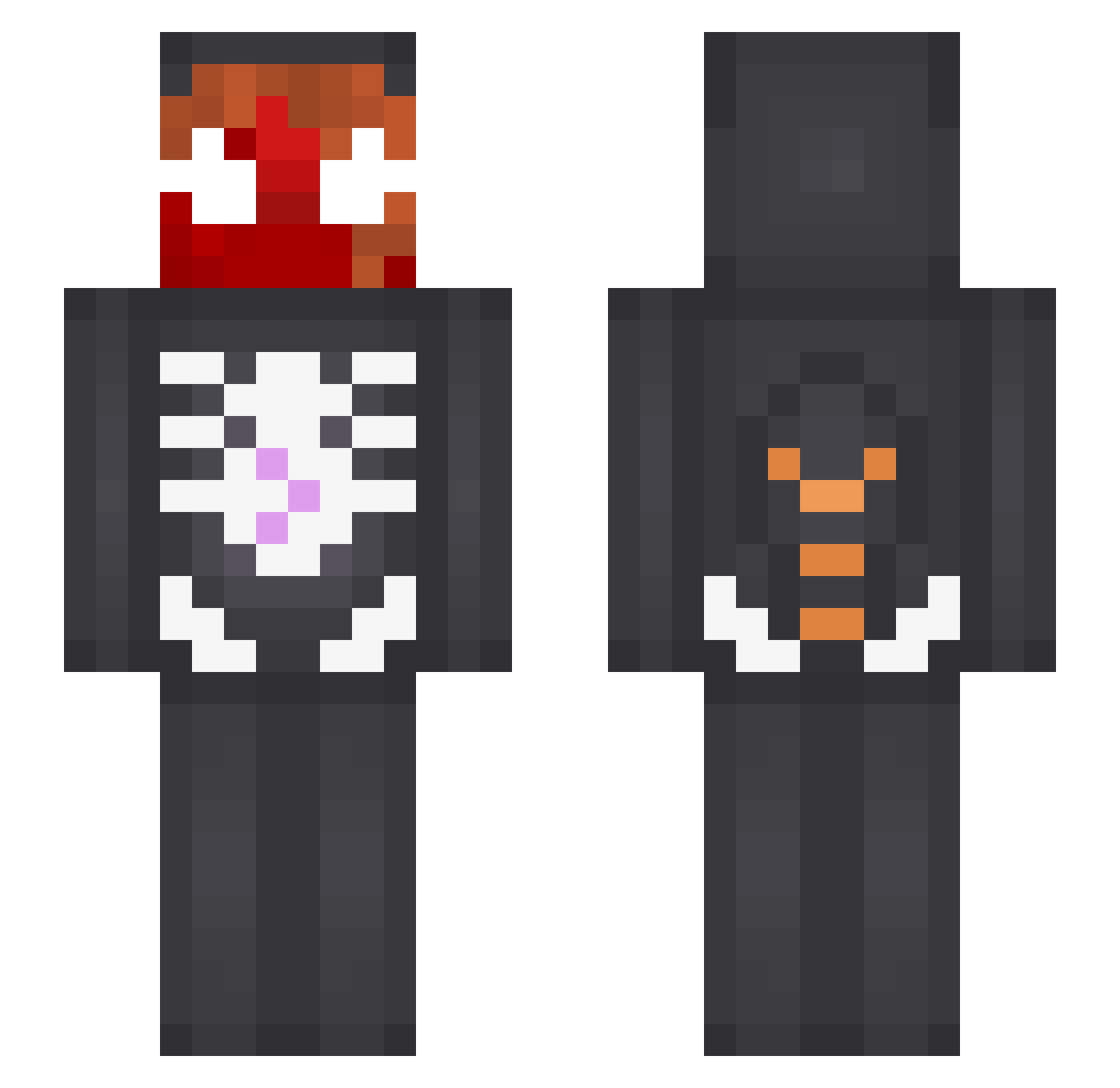 GothyGalVeeVee Minecraft skin, front and back view