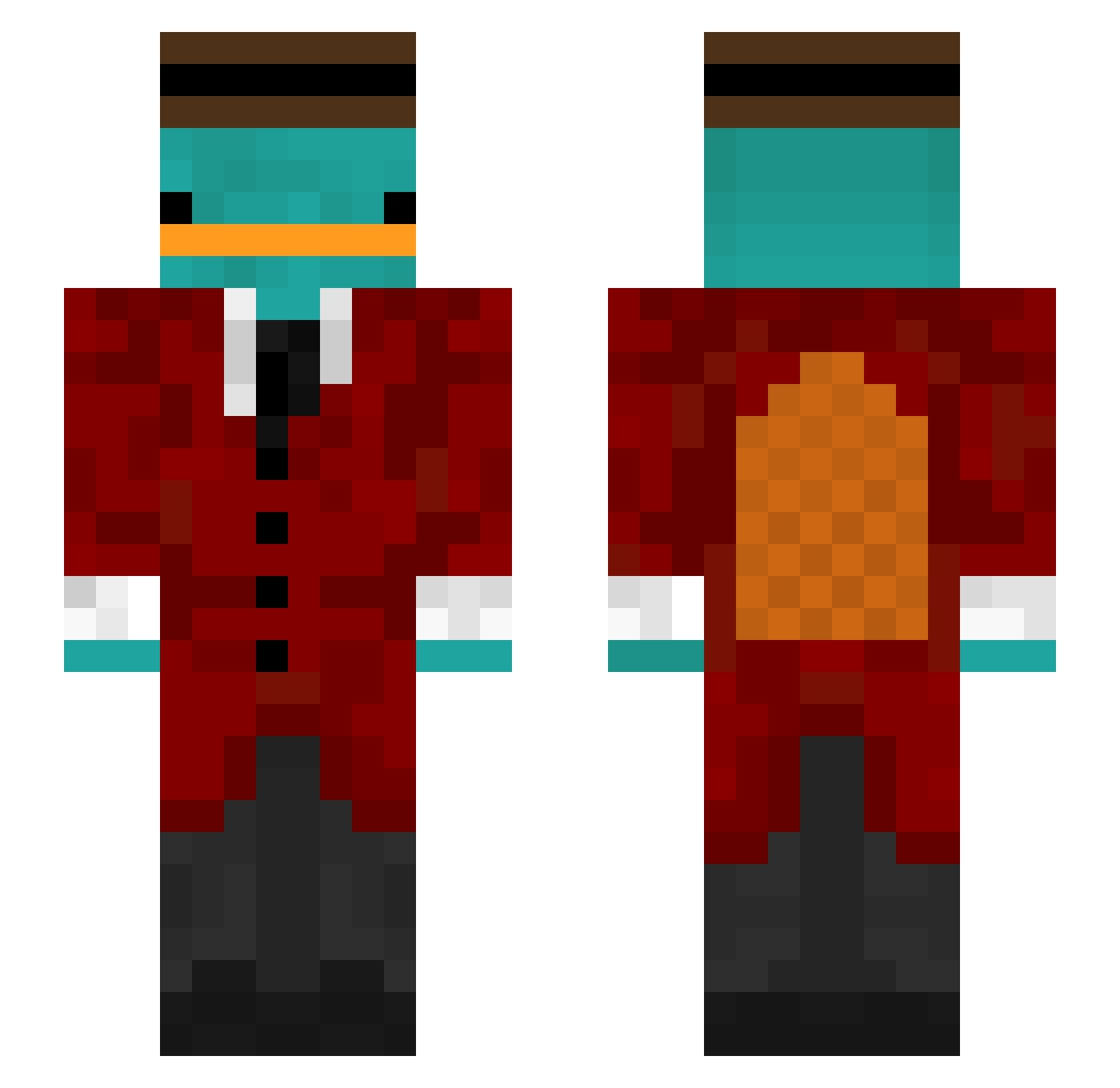 Trenfold Minecraft skin, front and back view
