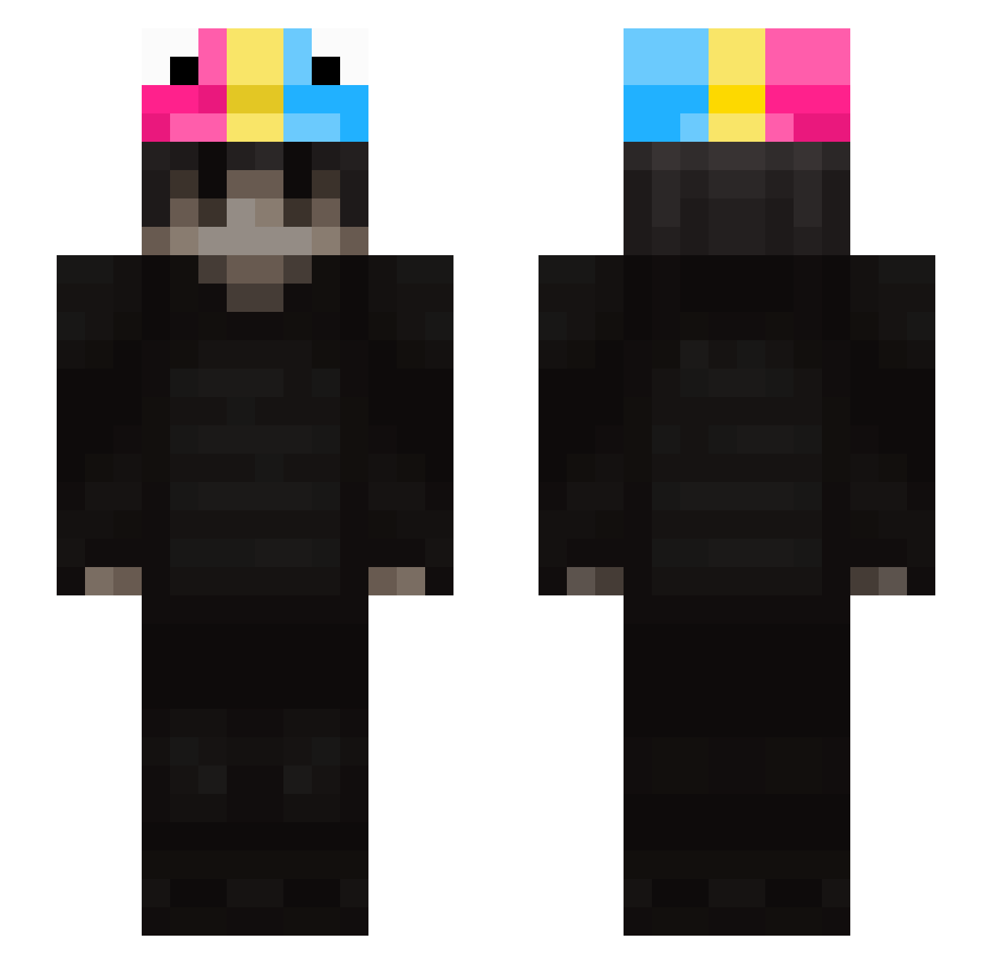 Mine_Vet Minecraft skin, front and back view