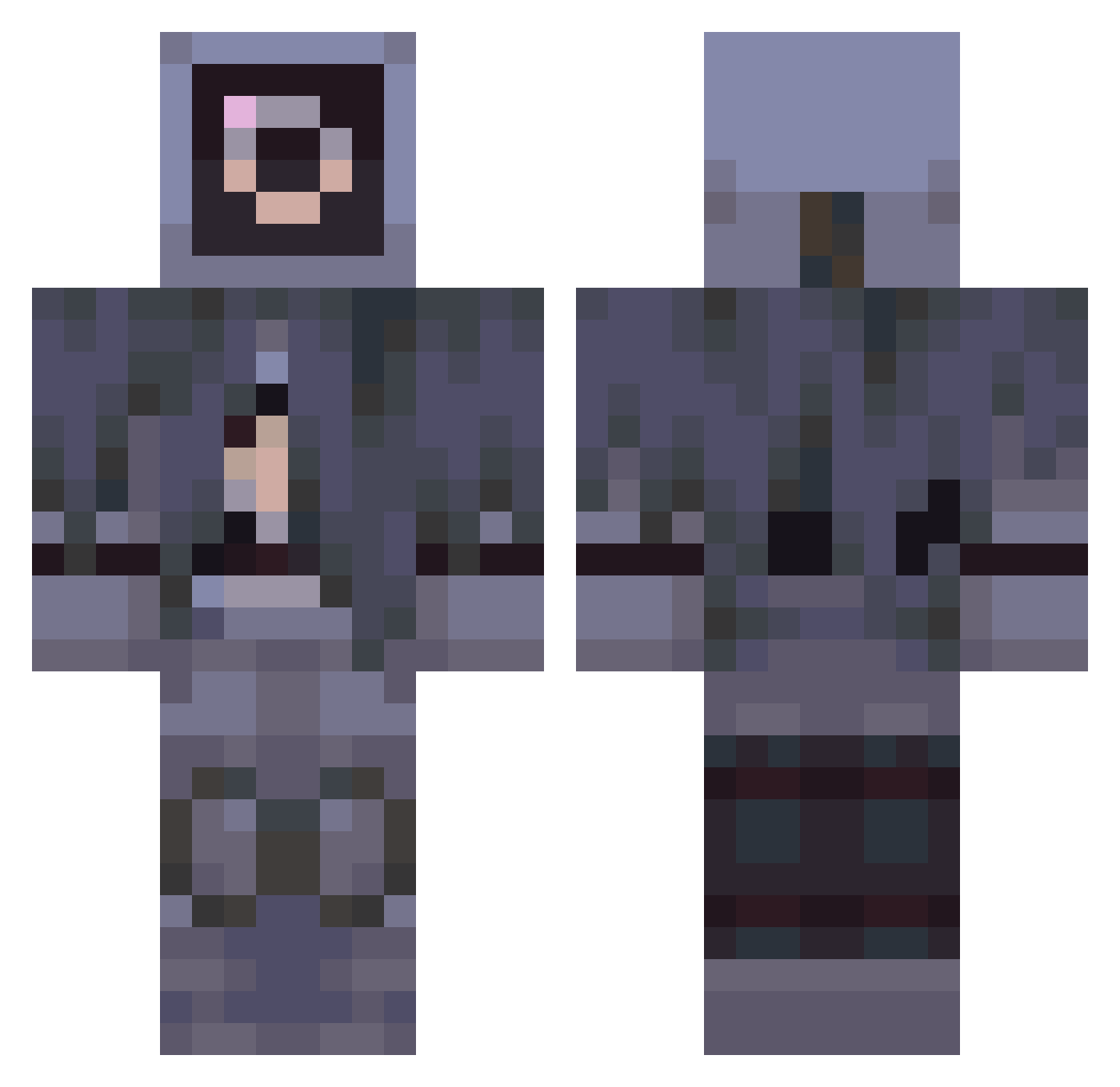 SDHastur Minecraft skin, front and back view