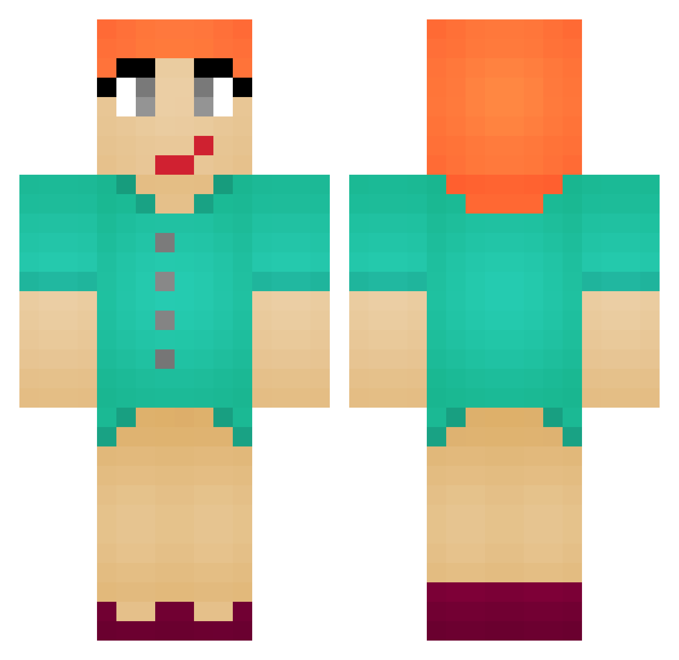 prettysorority Minecraft skin, front and back view