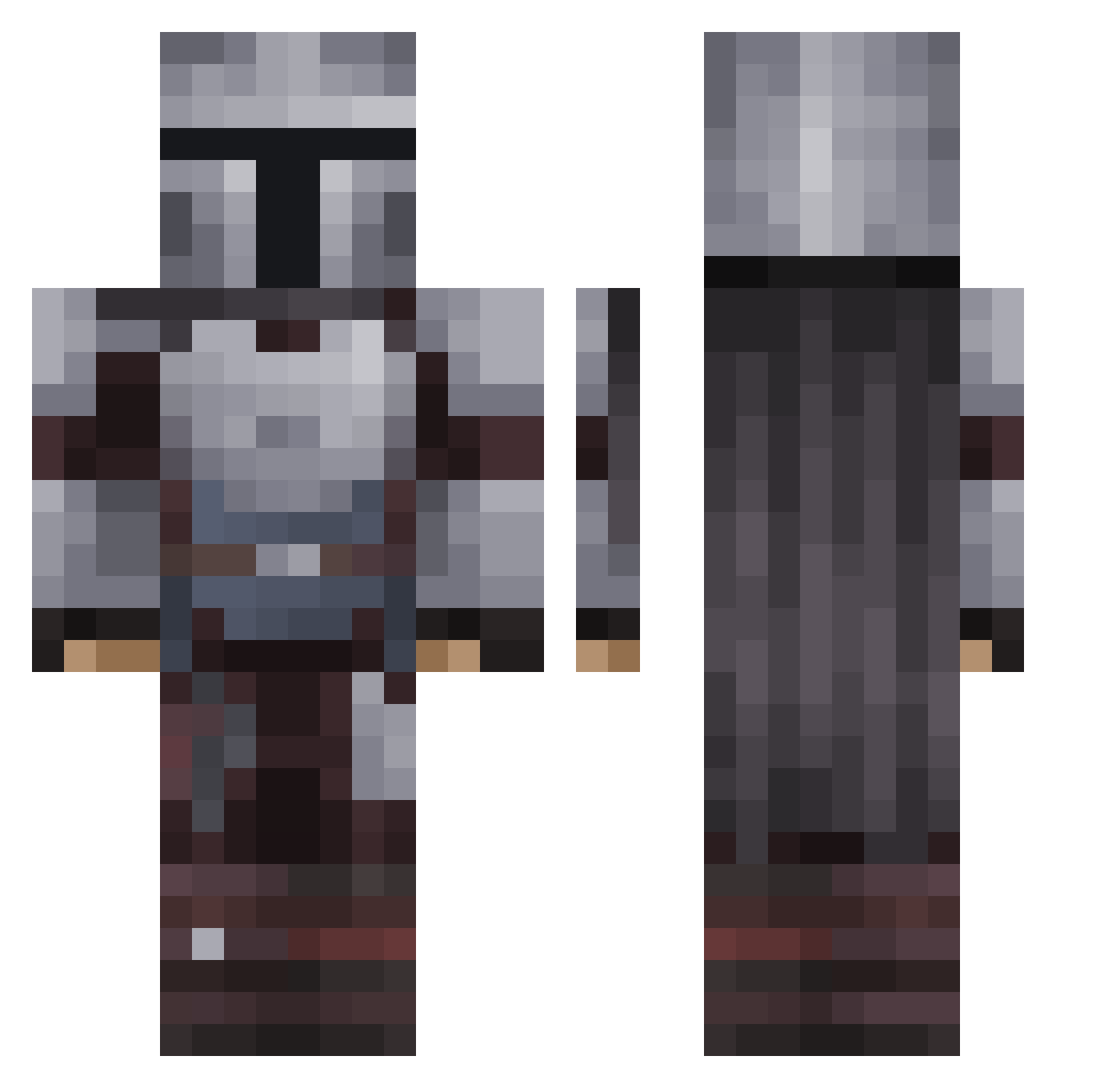 LoveGump Minecraft skin, front and back view