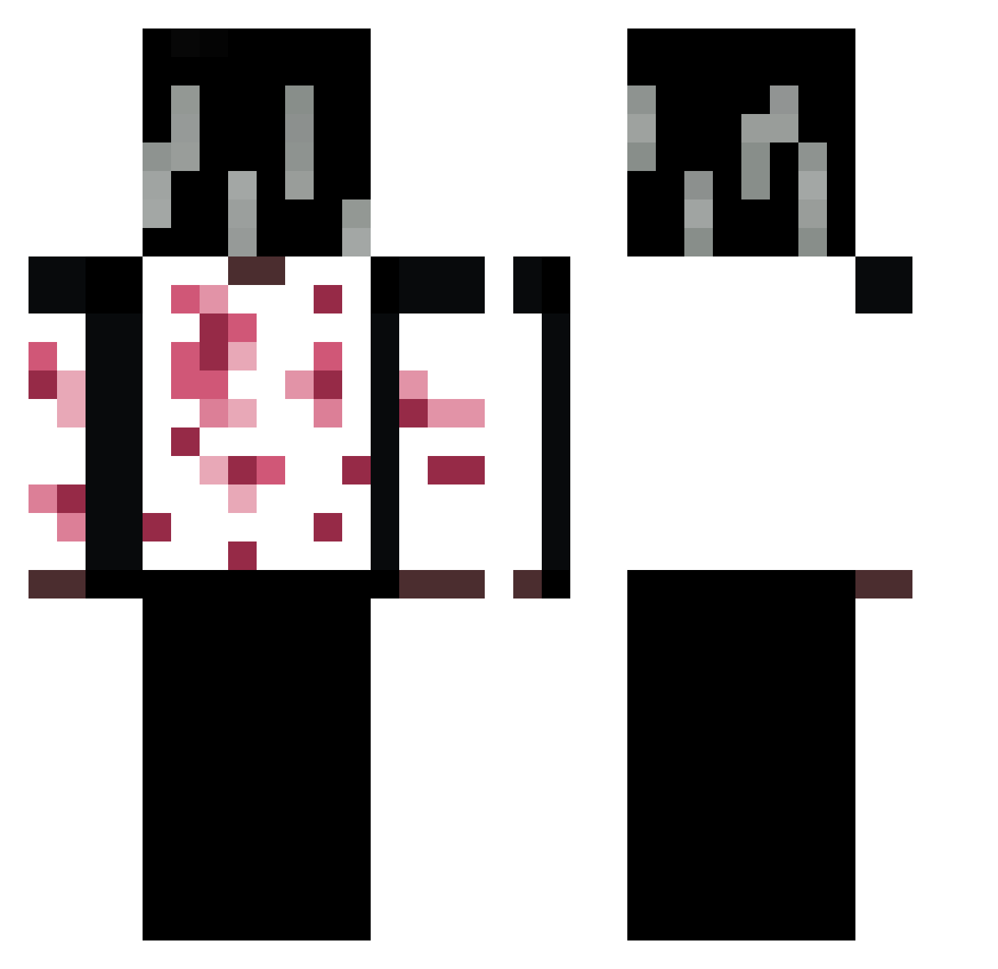 MinteeMento Minecraft skin, front and back view