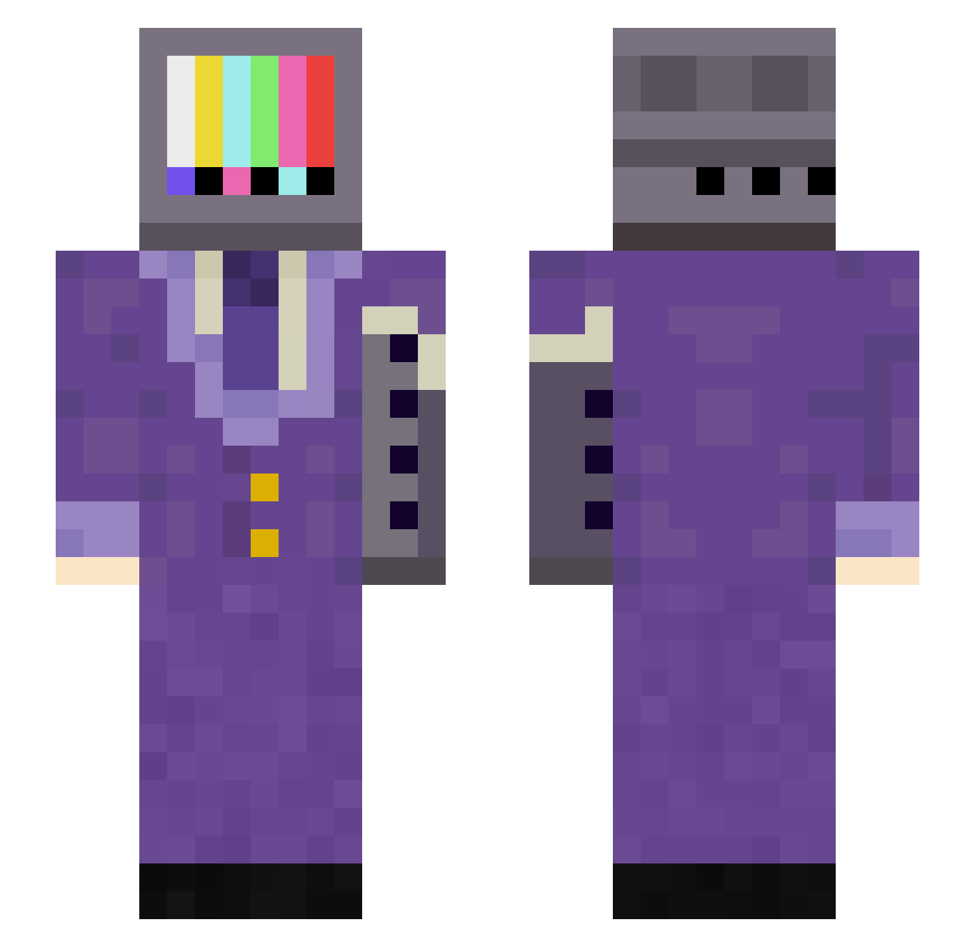 Zrza Minecraft skin, front and back view