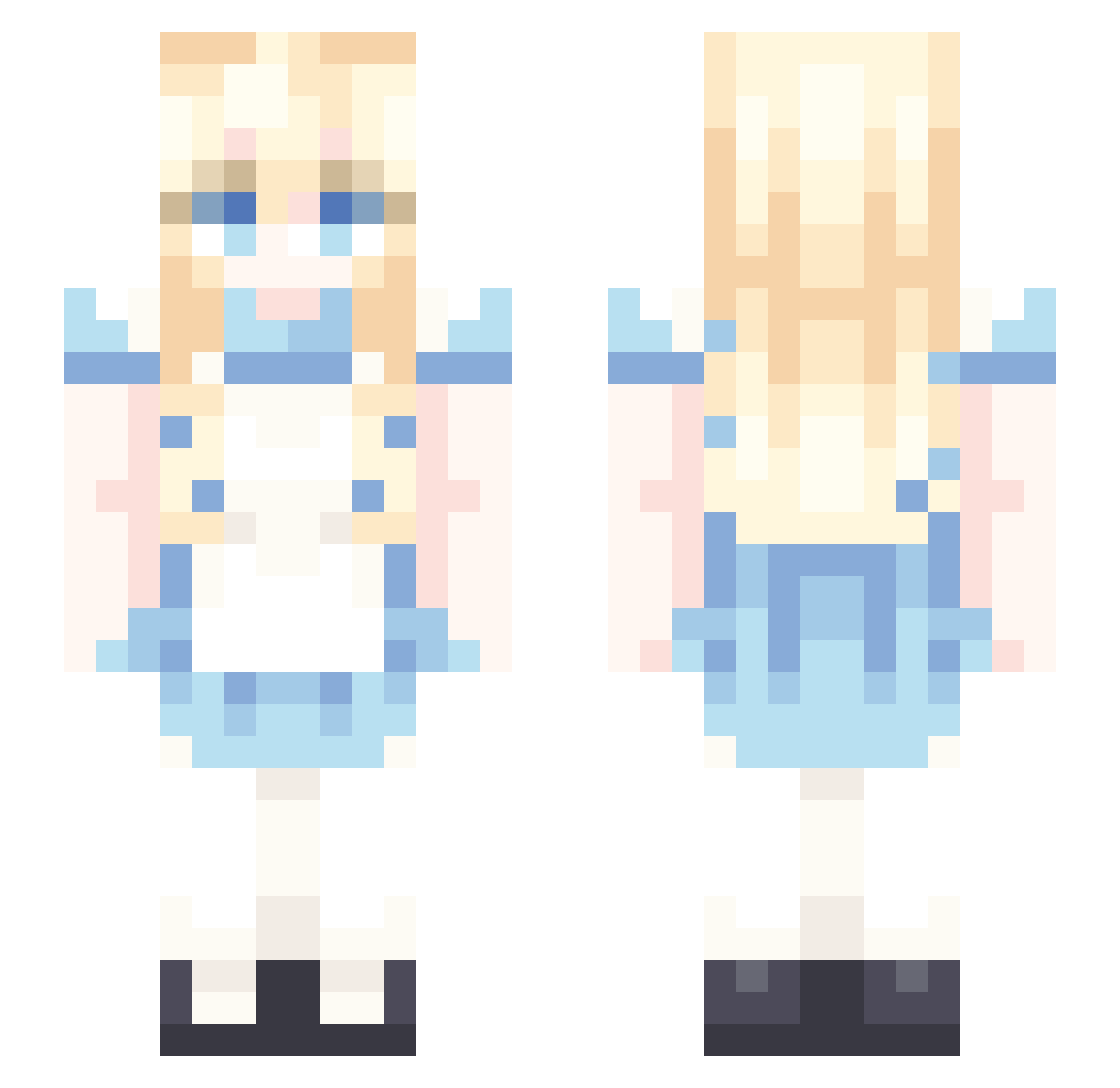 ccbeebee Minecraft skin, front and back view