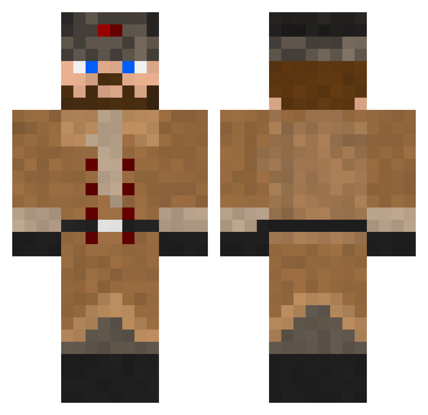 Zerokx Minecraft skin, front and back view