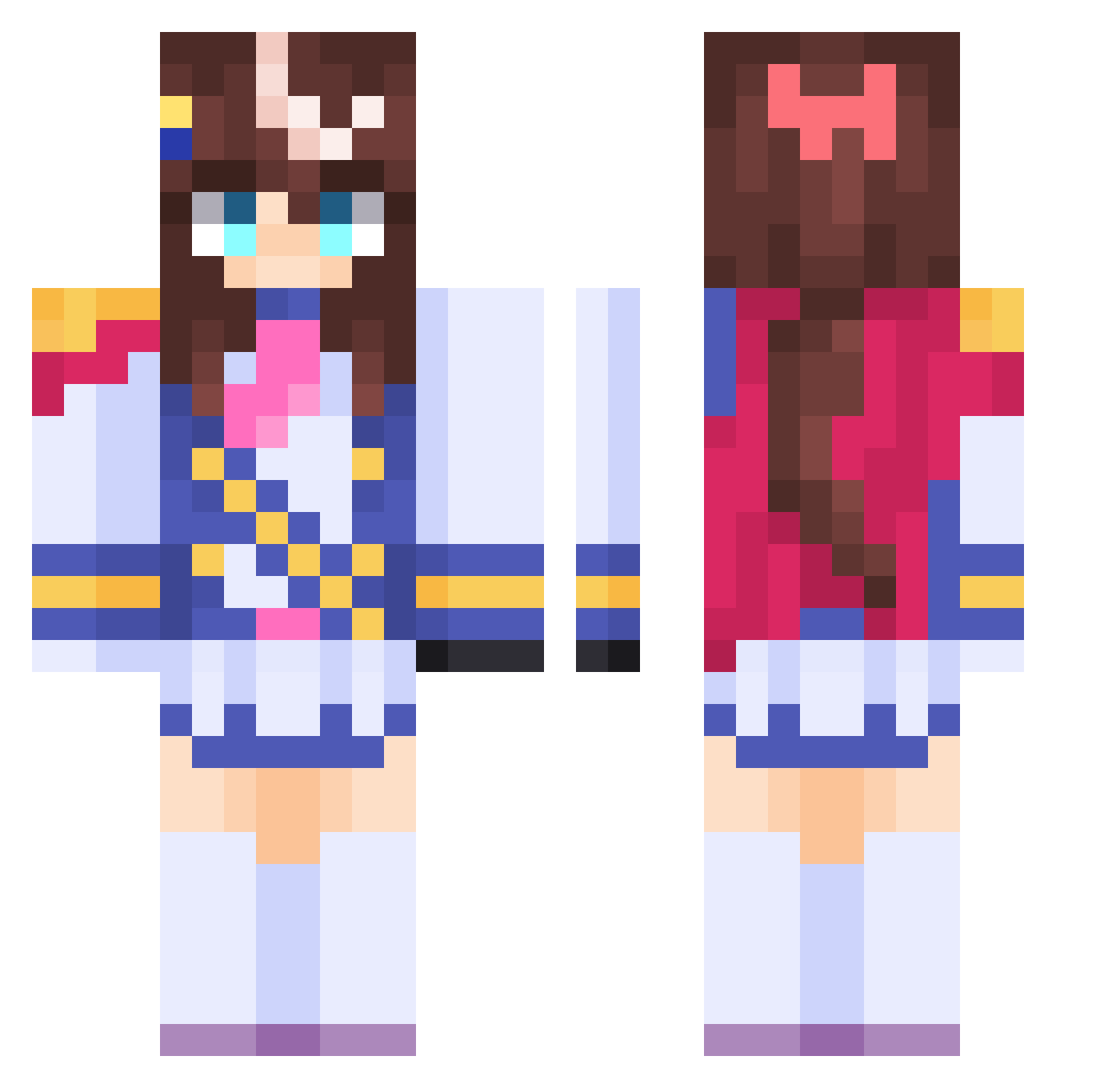 simplyspl Minecraft skin, front and back view