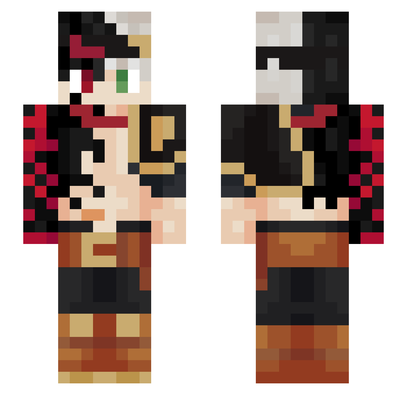 MasterBlaze1 Minecraft skin, front and back view