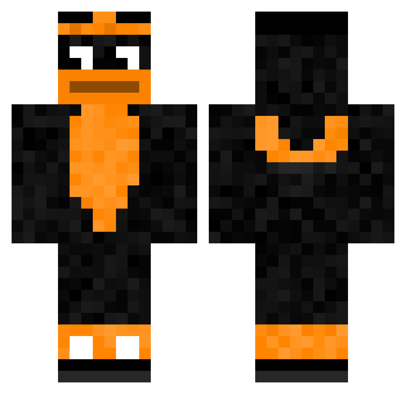 Solunic Minecraft skin, front and back view