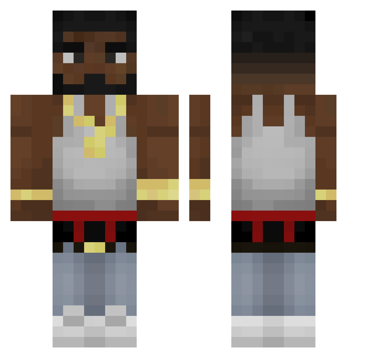 TrapstarLondon Minecraft skin, front and back view
