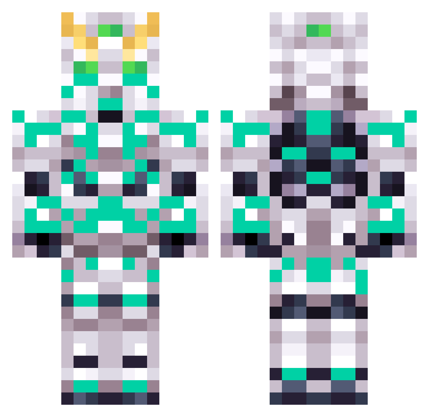 azamo Minecraft skin, front and back view