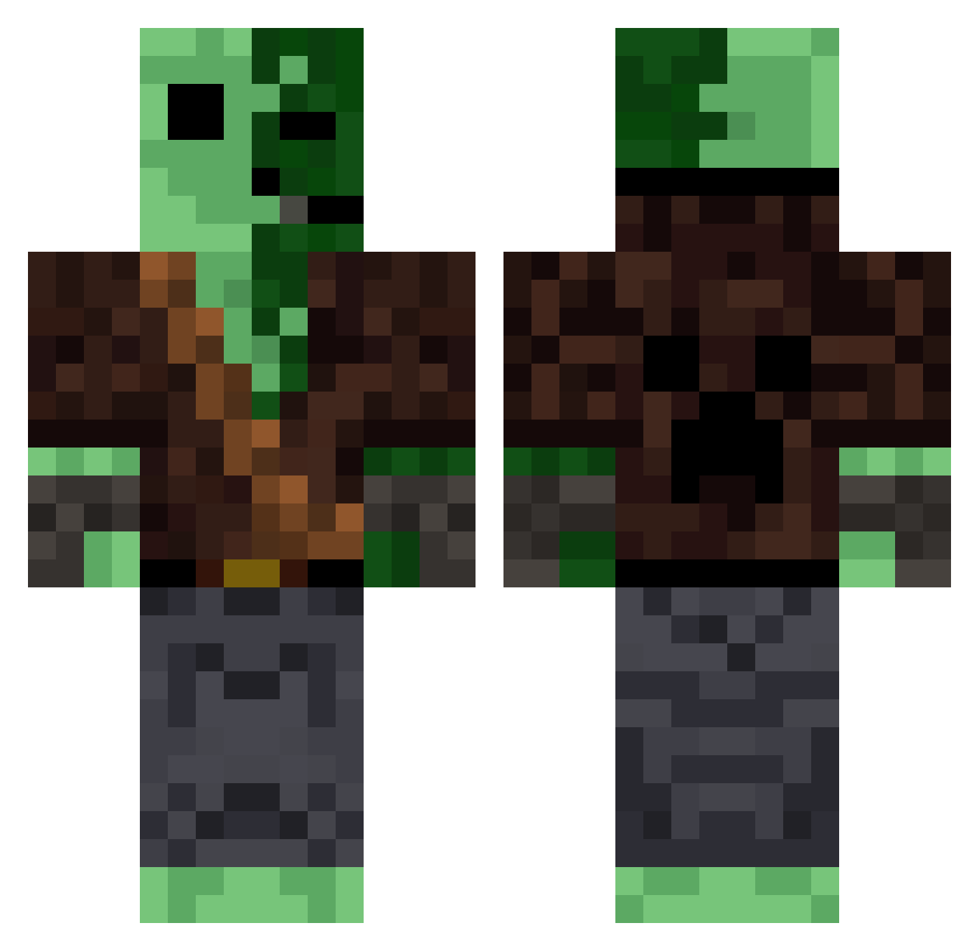 Reaffirming Minecraft skin, front and back view