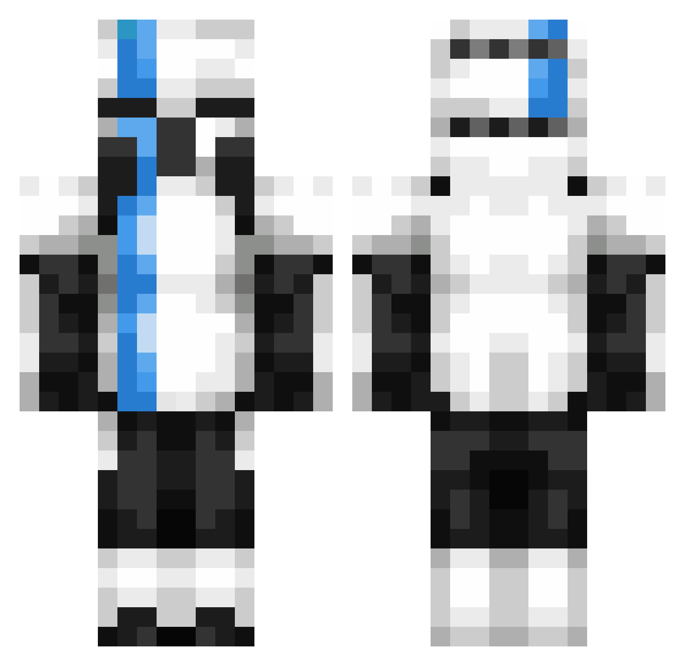 raxed Minecraft skin, front and back view