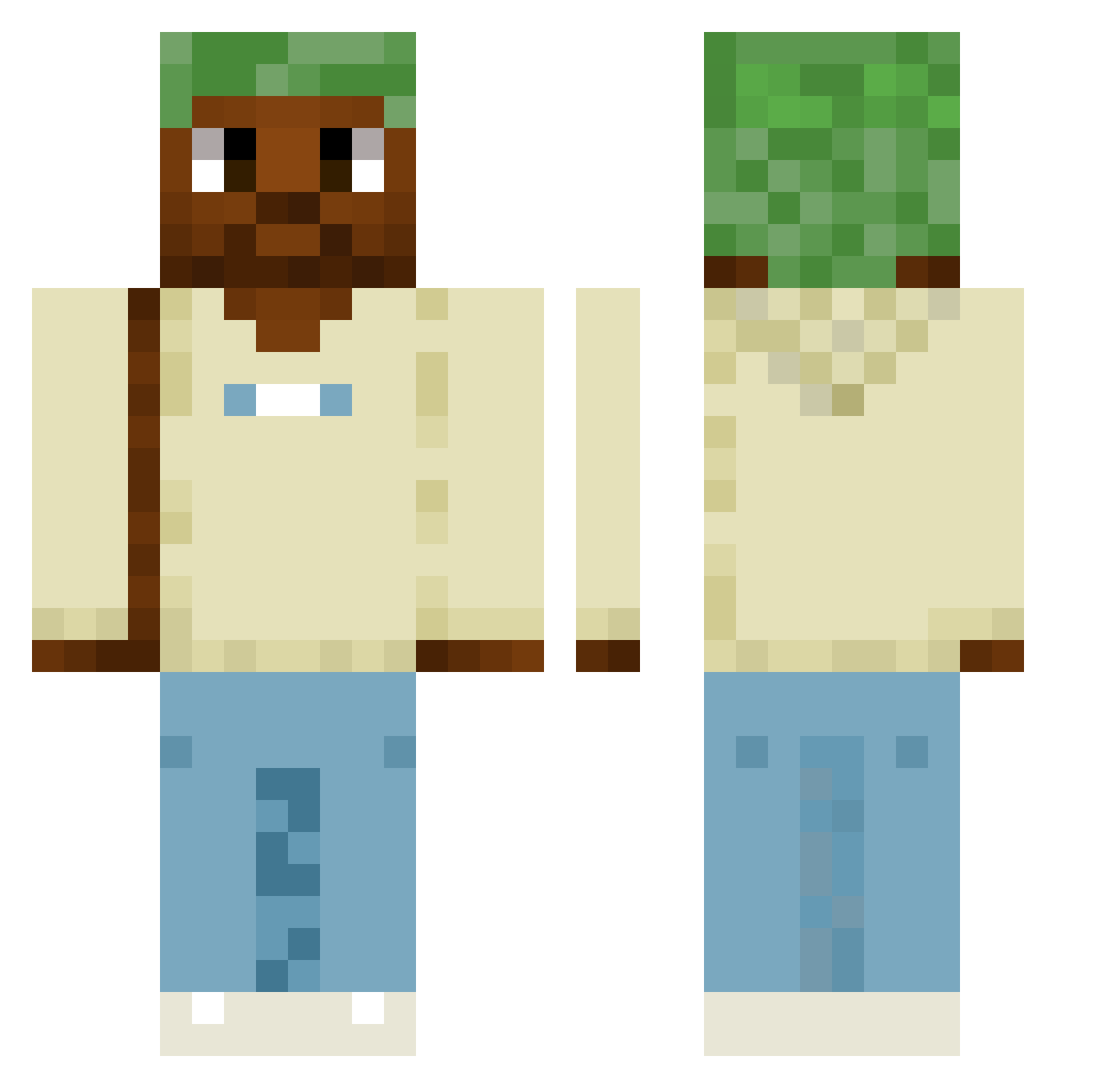 Greysoon Minecraft skin, front and back view