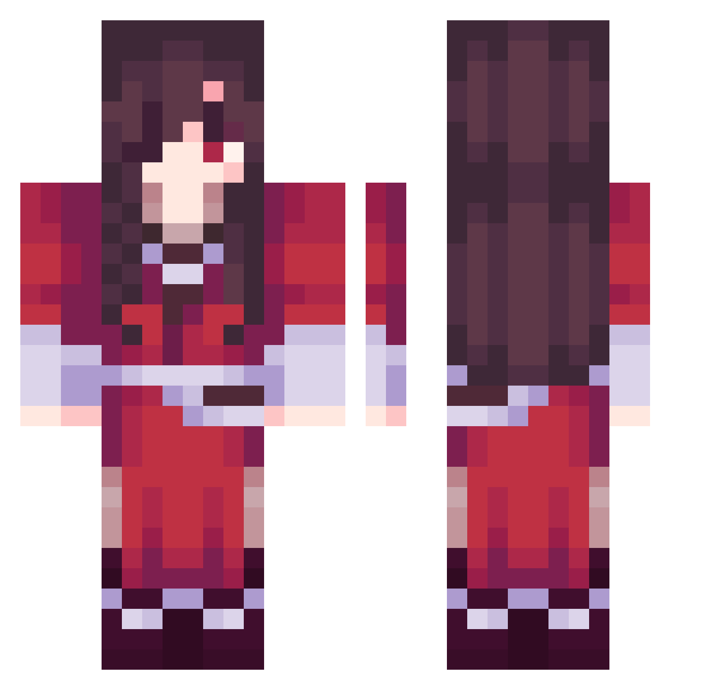 madeleeine Minecraft skin, front and back view