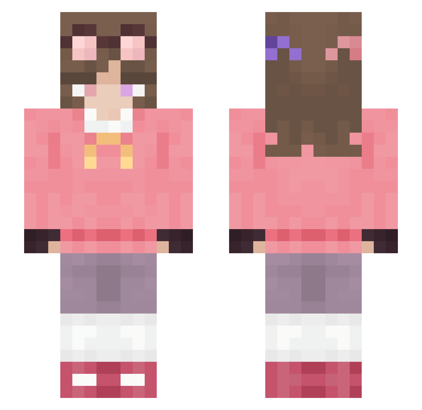 Yennvo Minecraft skin, front and back view