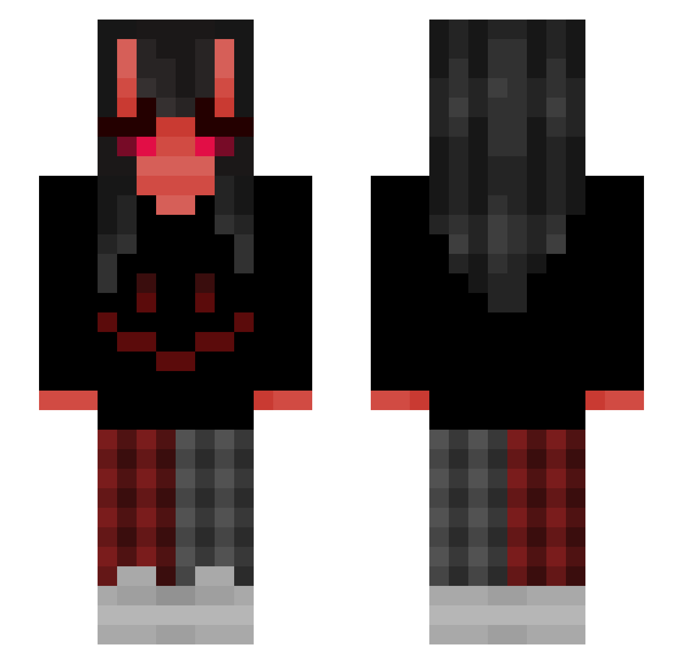xaxyy Minecraft skin, front and back view