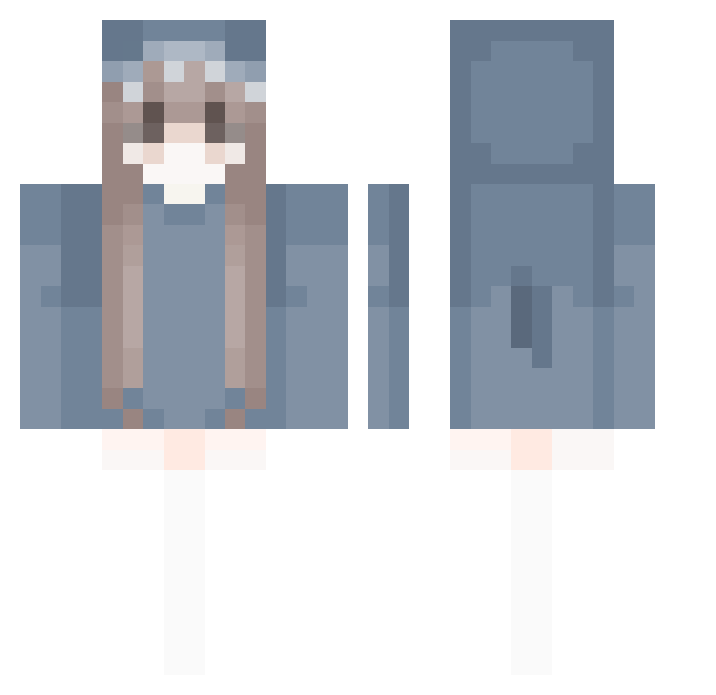 RealBasia Minecraft skin, front and back view