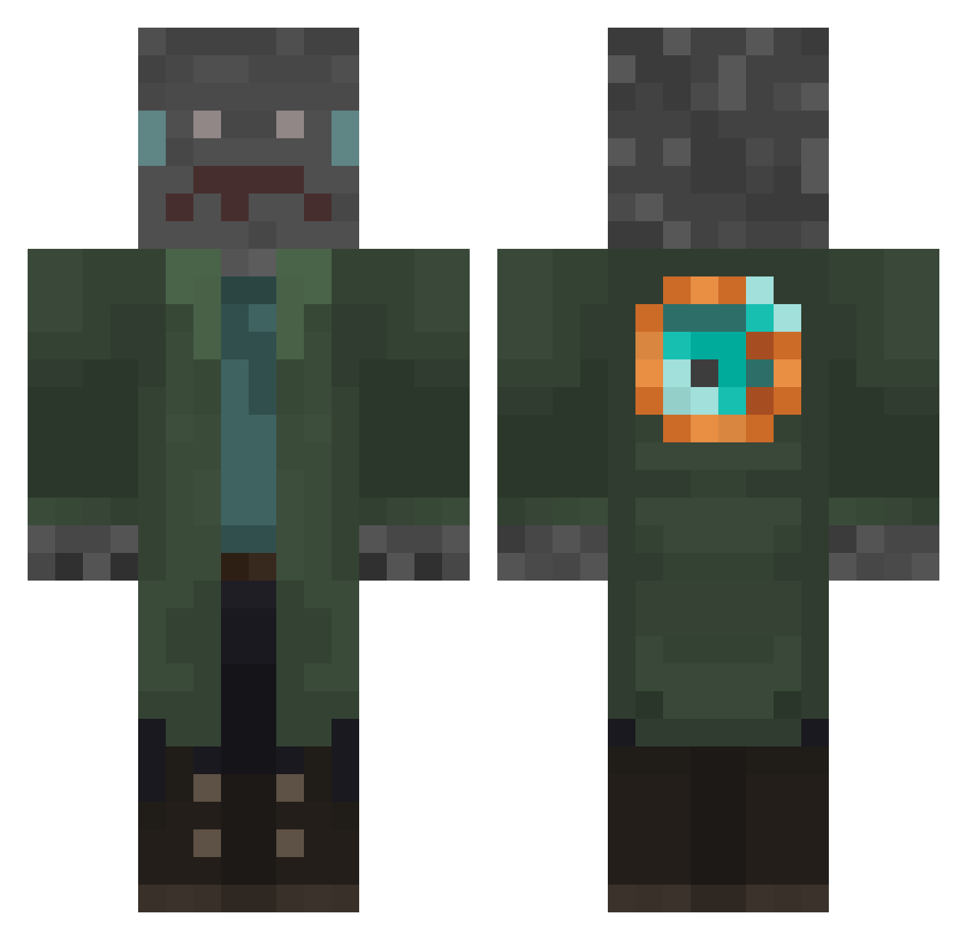 HadalSun Minecraft skin, front and back view