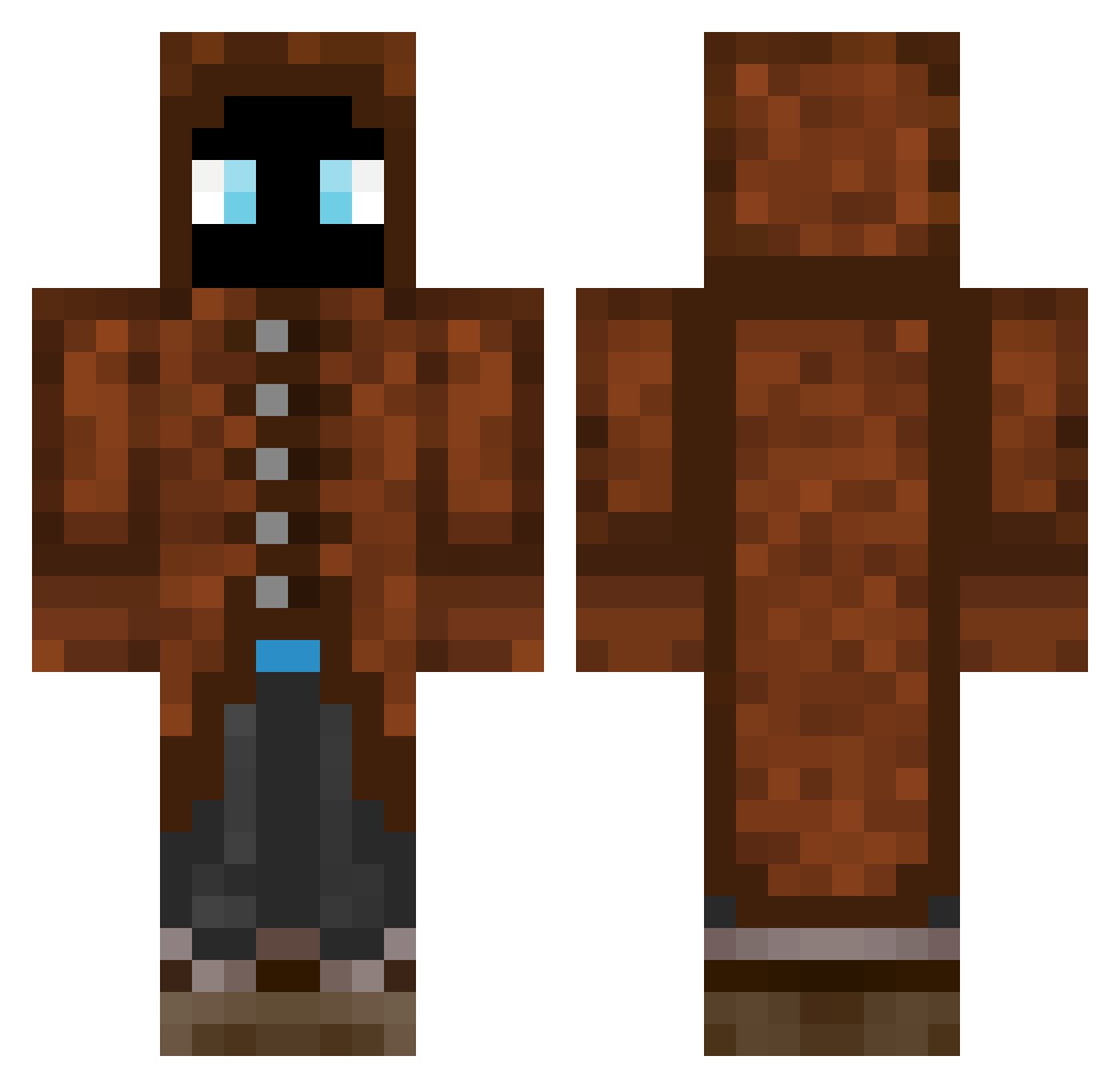 UncertifiedFox Minecraft skin, front and back view