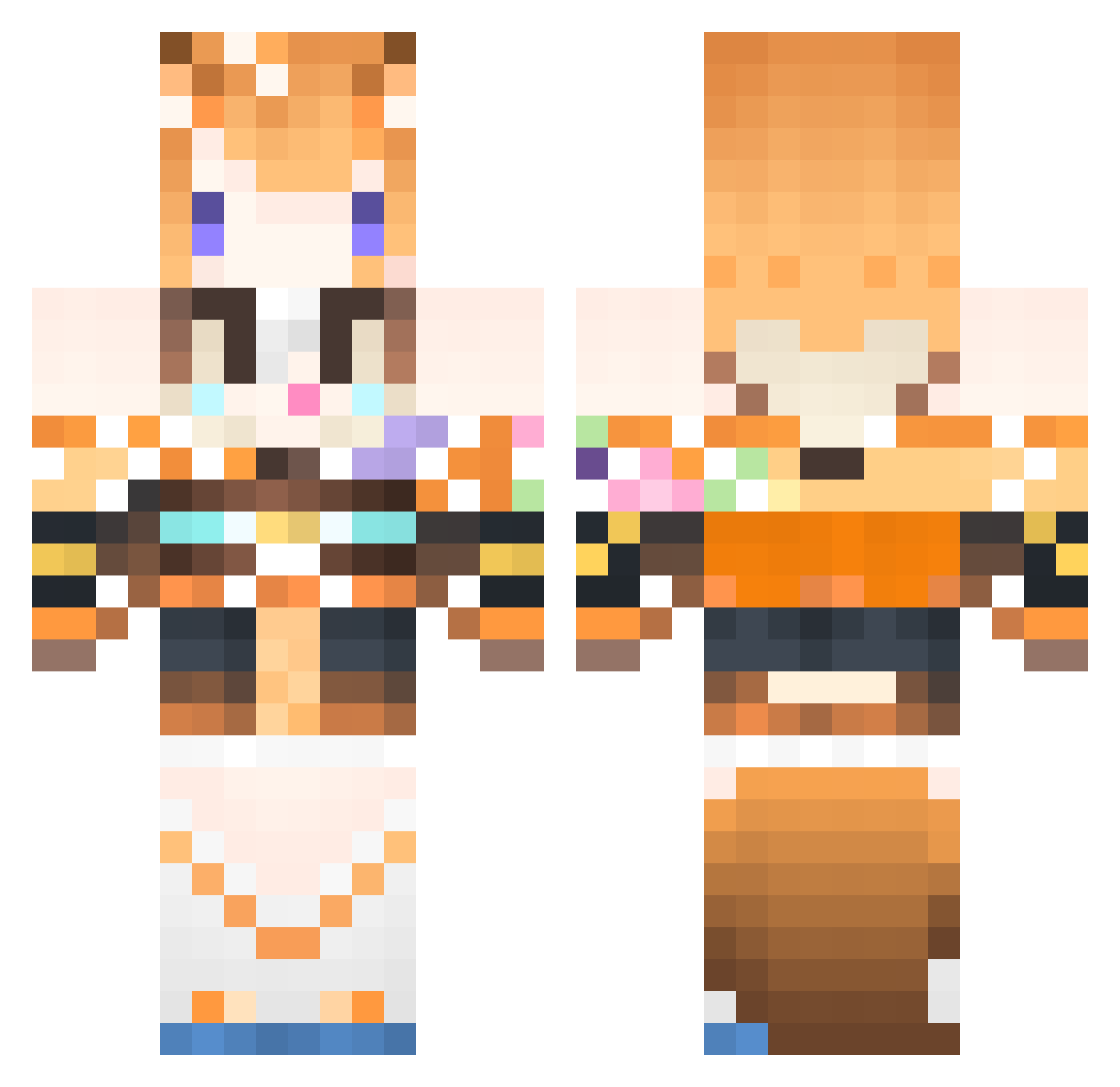BlackCP Minecraft skin, front and back view