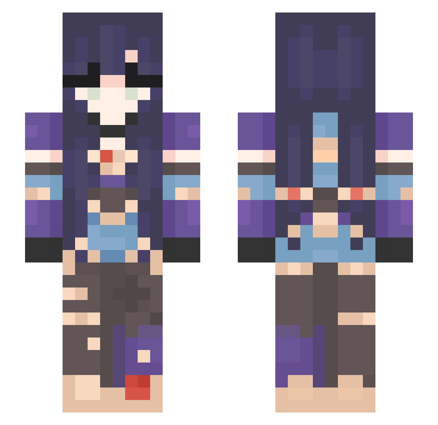 Knopei Minecraft skin, front and back view