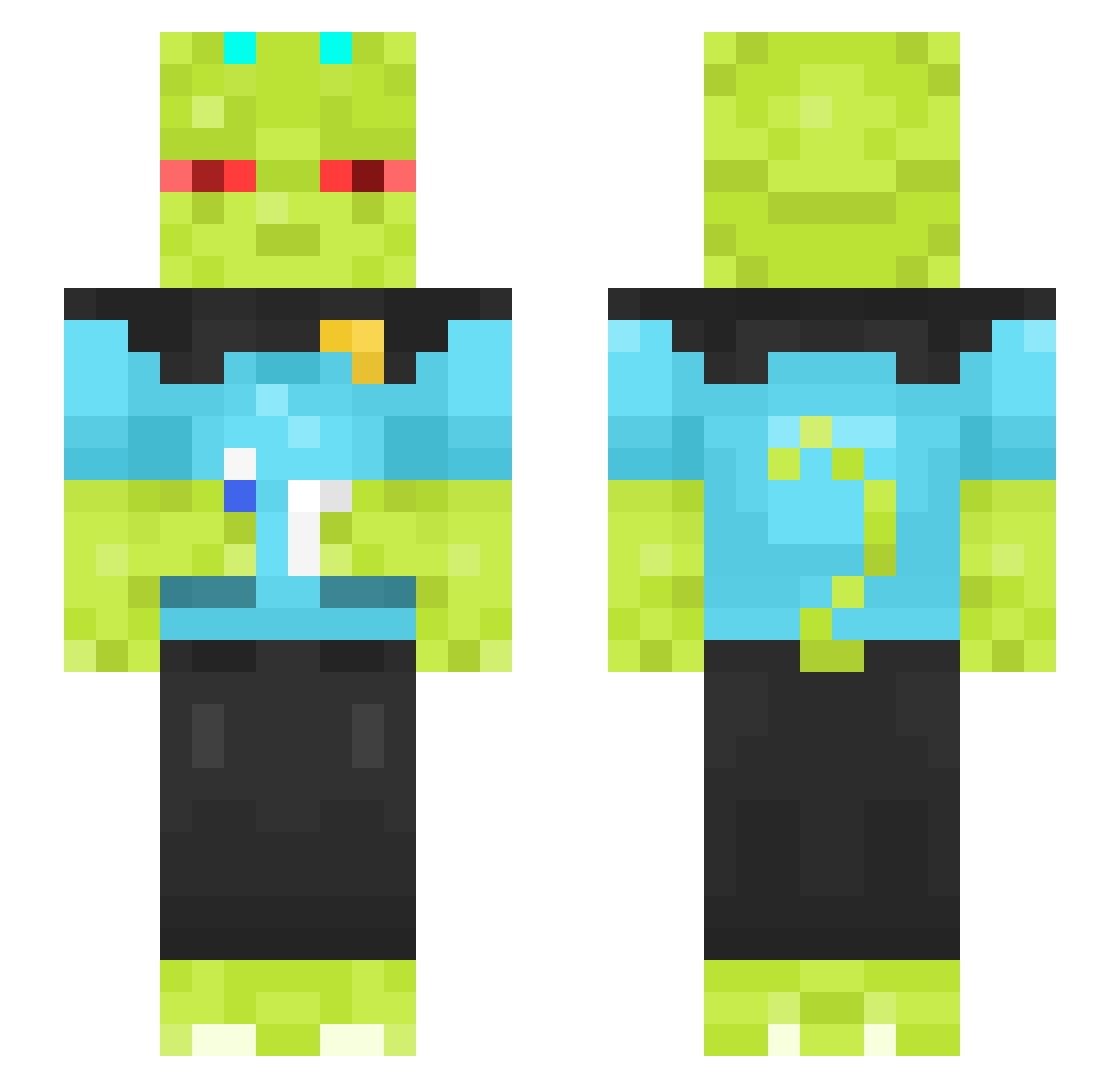 Applesuckle Minecraft skin, front and back view