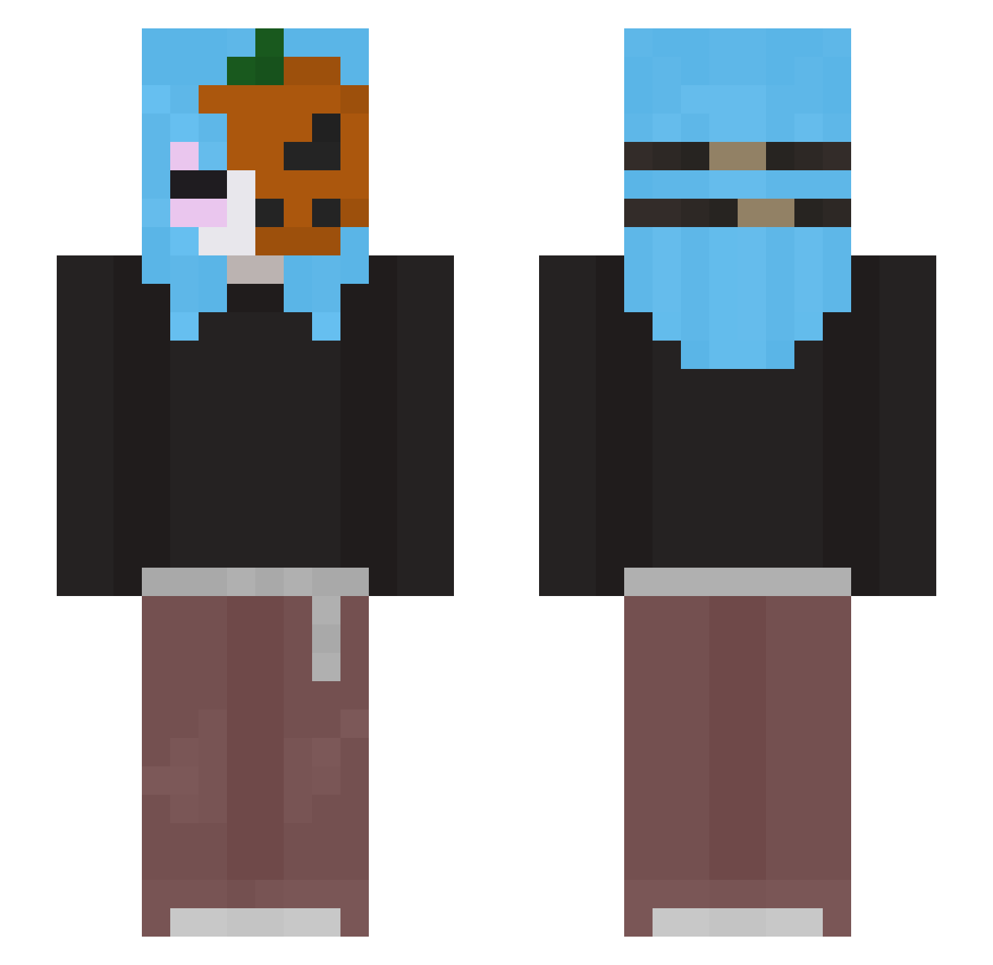 smoldant Minecraft skin, front and back view