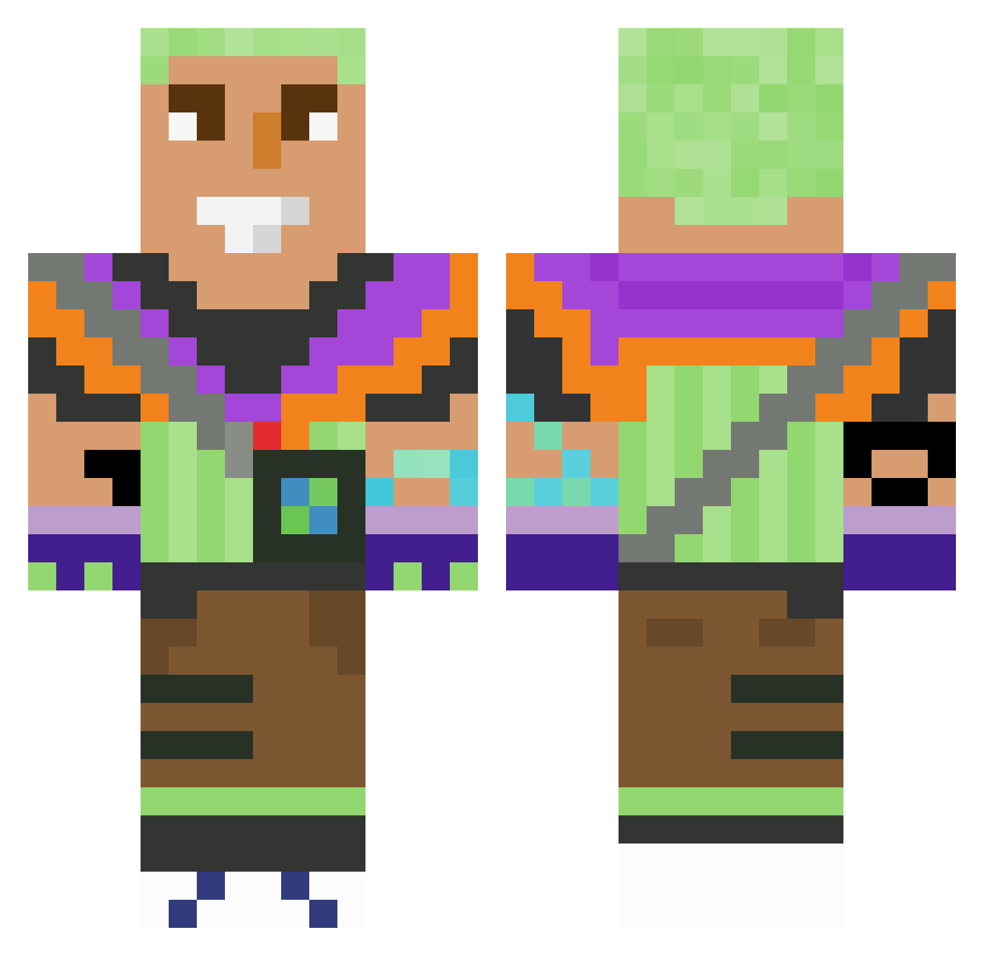 Verumek Minecraft skin, front and back view