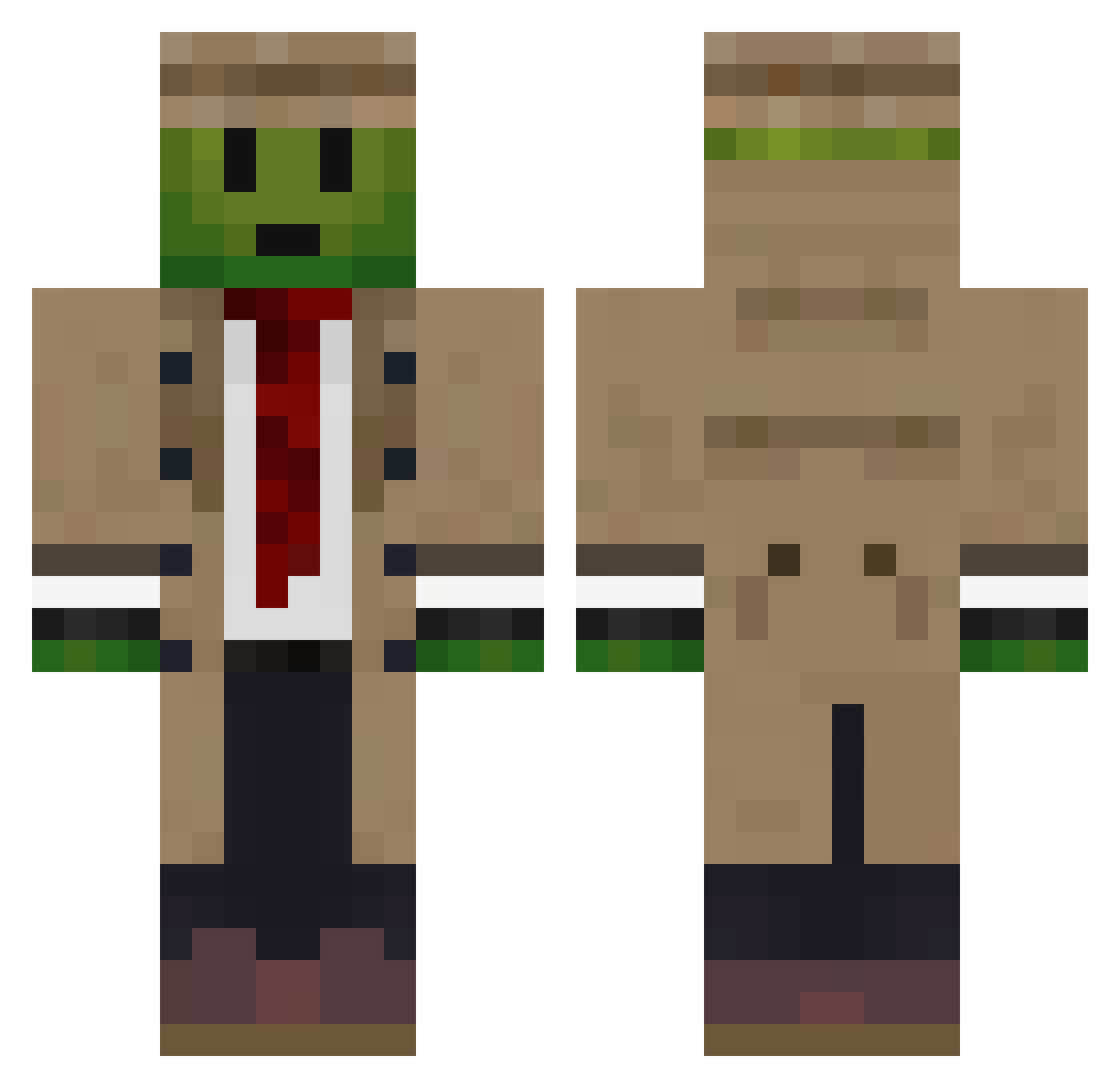 Olivkin_Tim Minecraft skin, front and back view