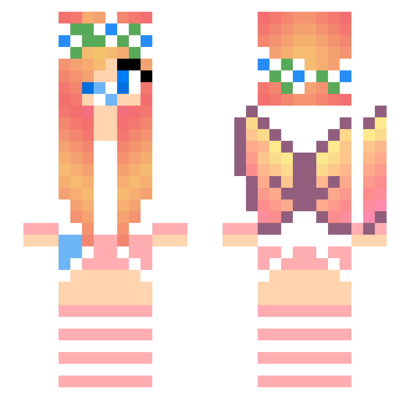 basketwoman Minecraft skin, front and back view