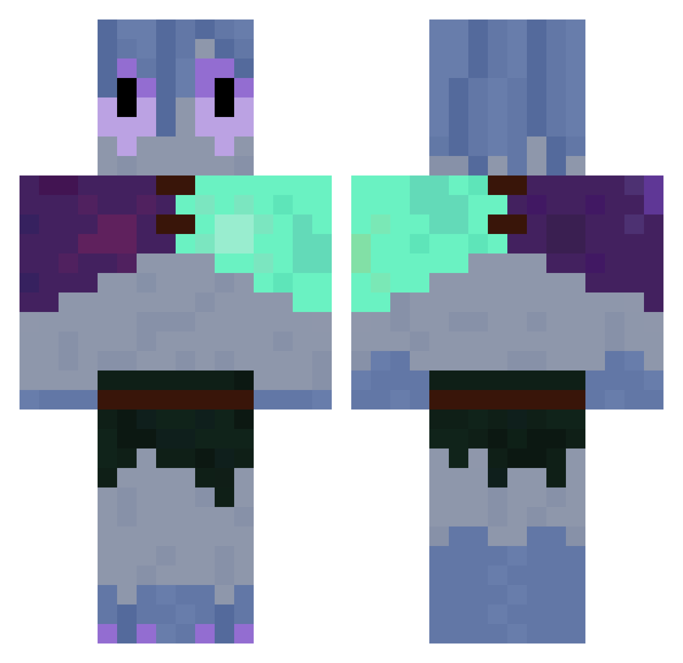 HollowFolly Minecraft skin, front and back view