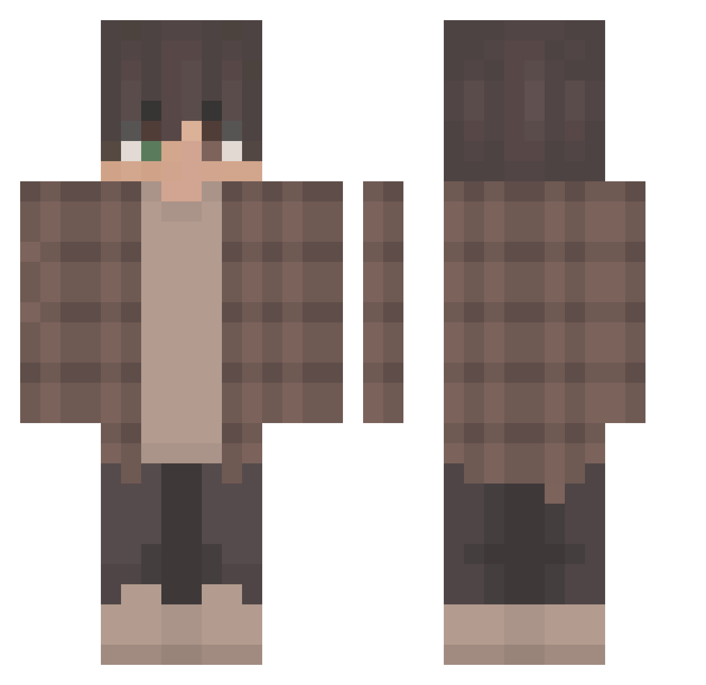 Rumba69 Minecraft skin, front and back view