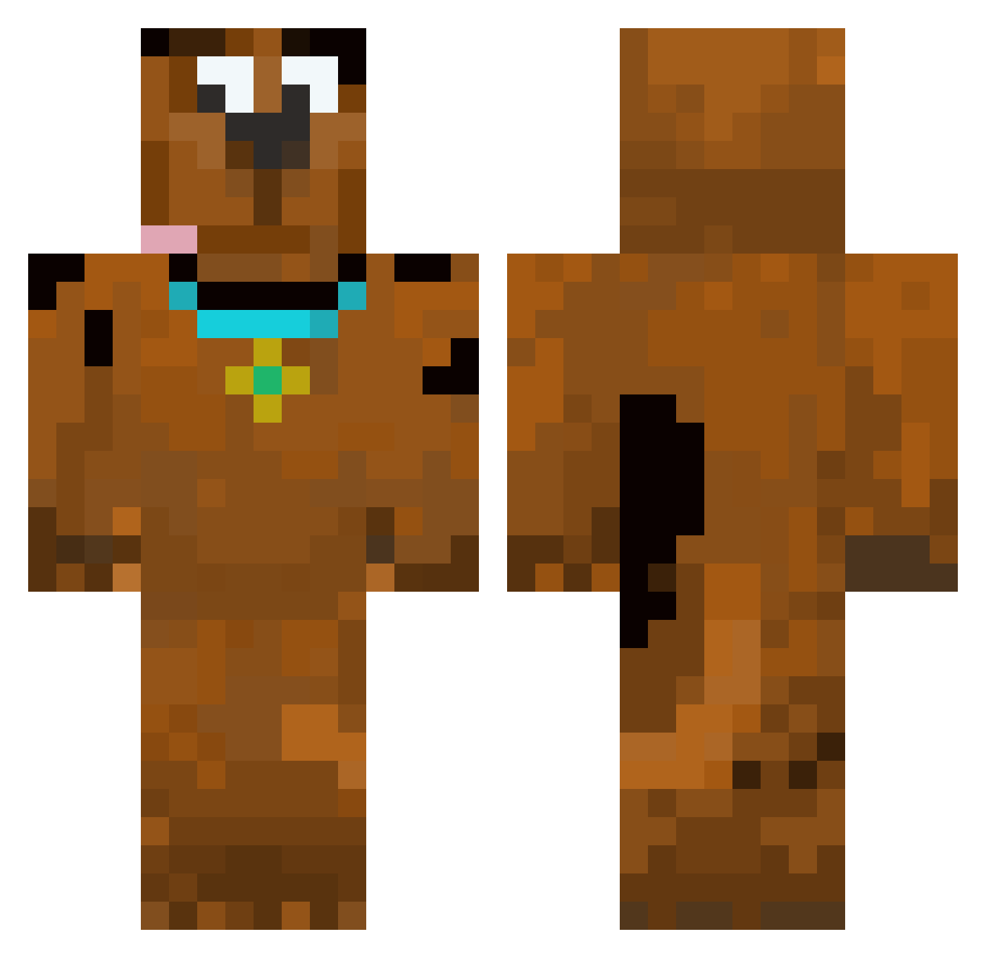 Snazzymim Minecraft skin, front and back view