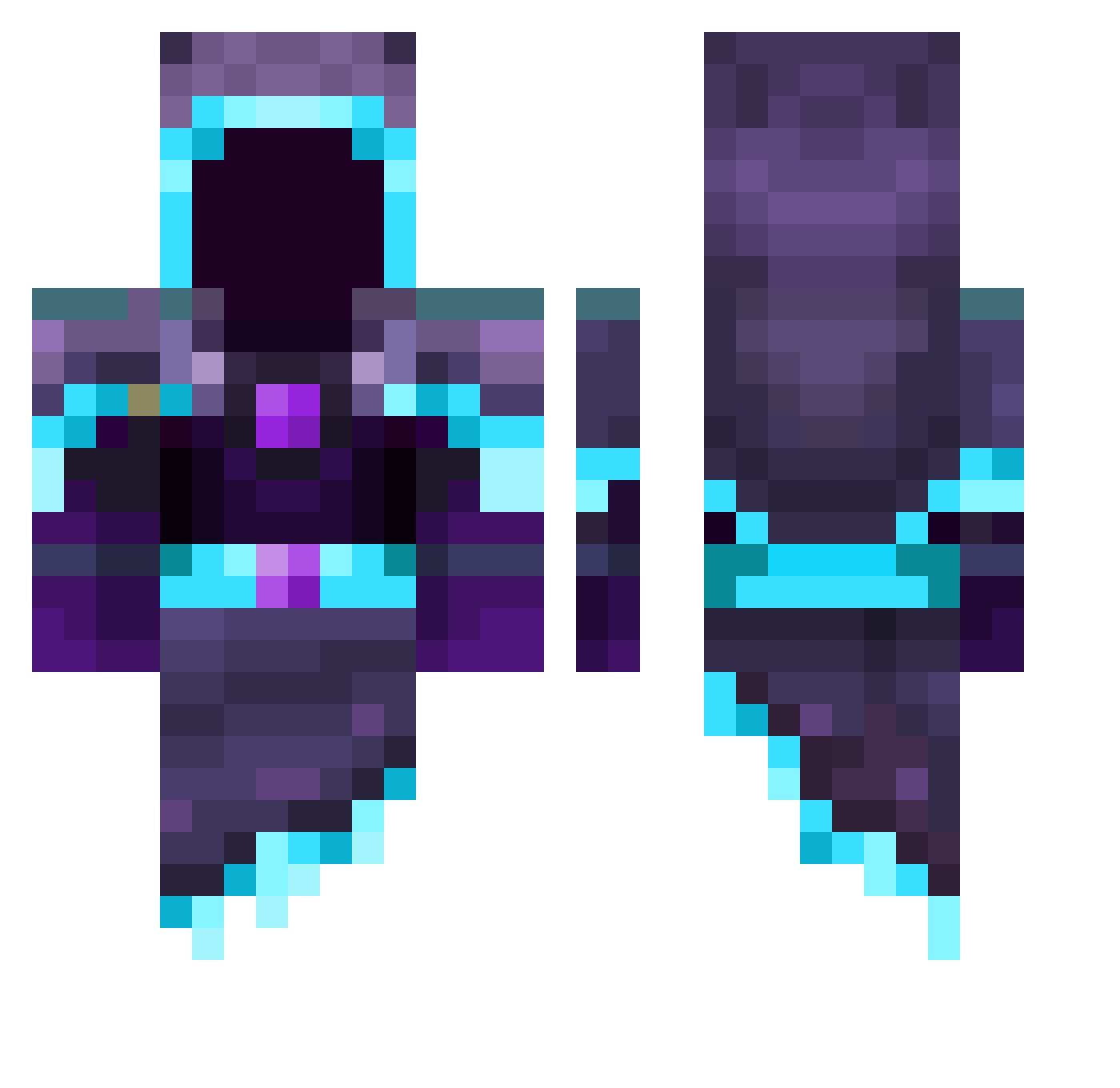 Untackled Minecraft skin, front and back view