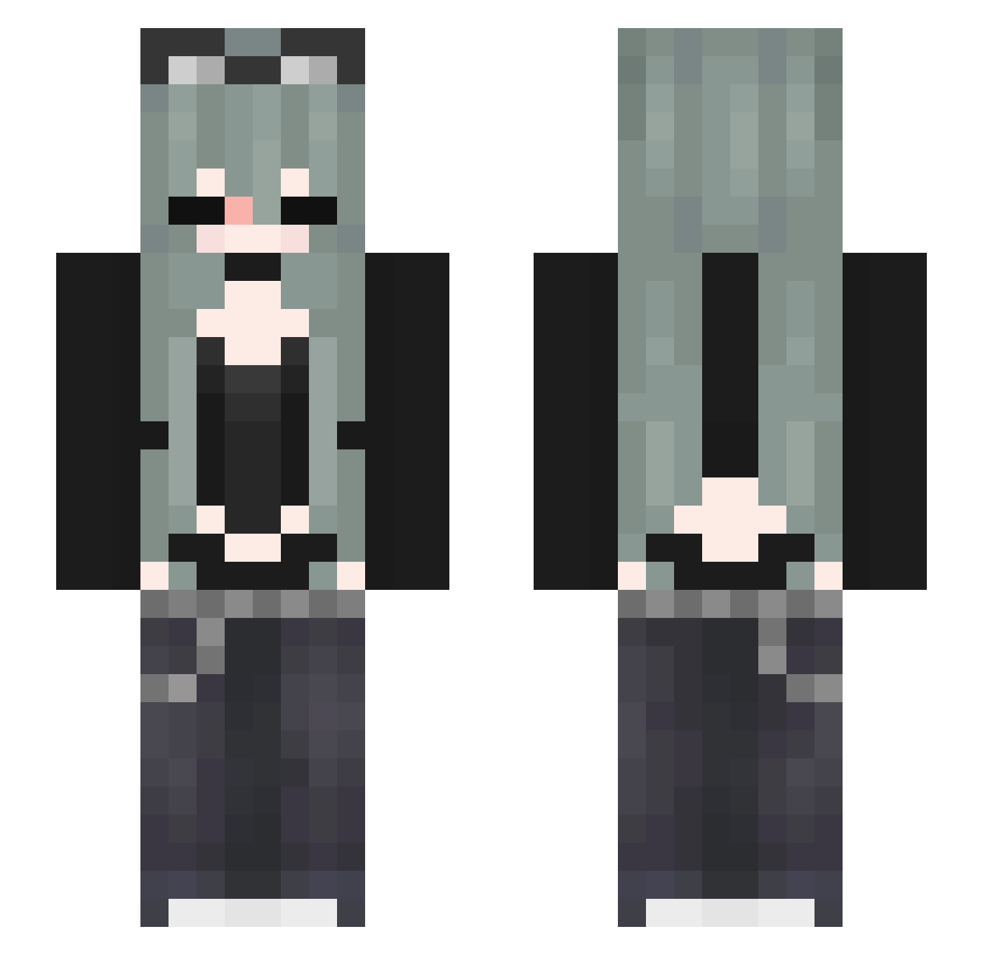 Silver__Vixen Minecraft skin, front and back view