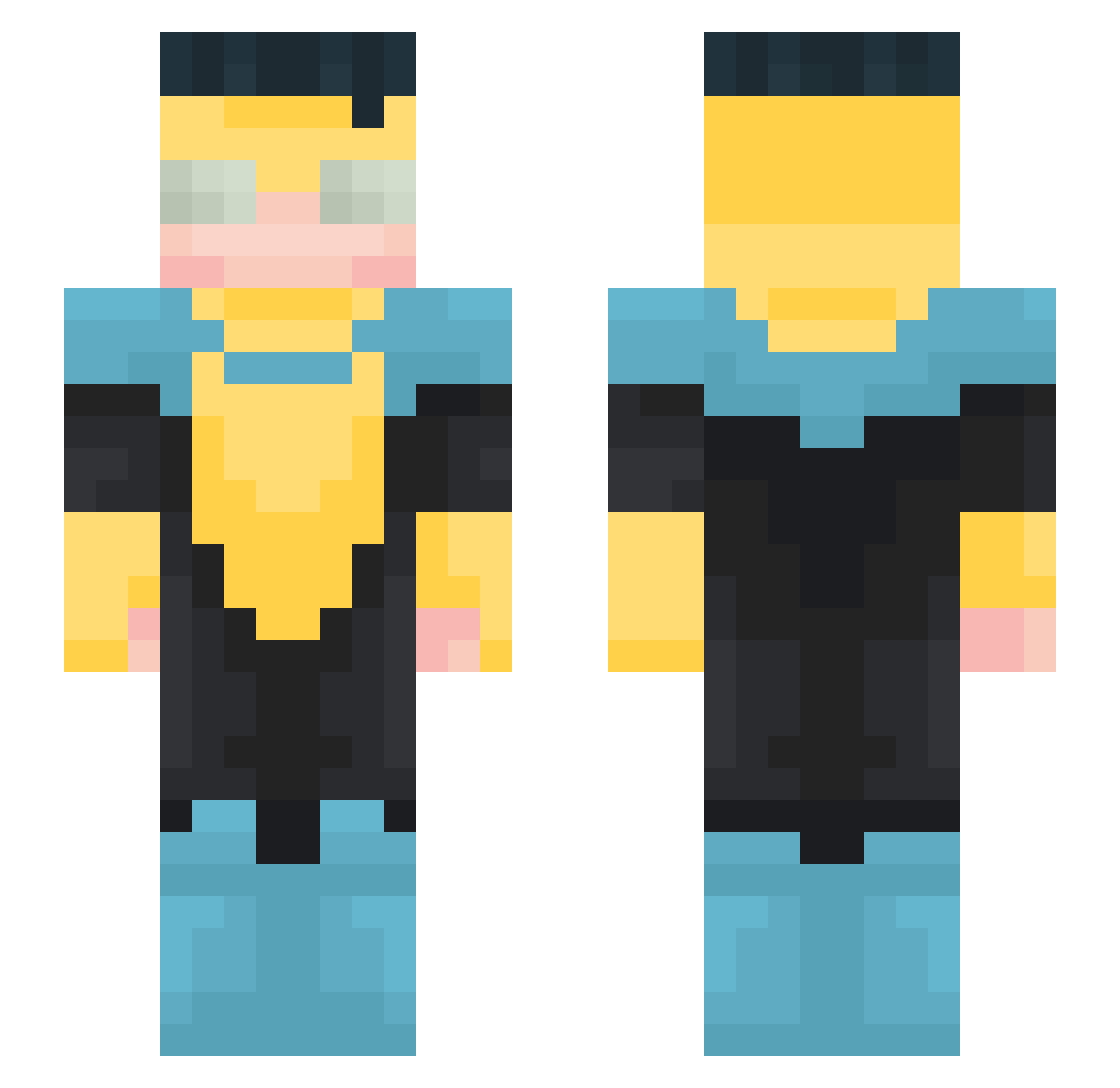 Kanpaper Minecraft skin, front and back view