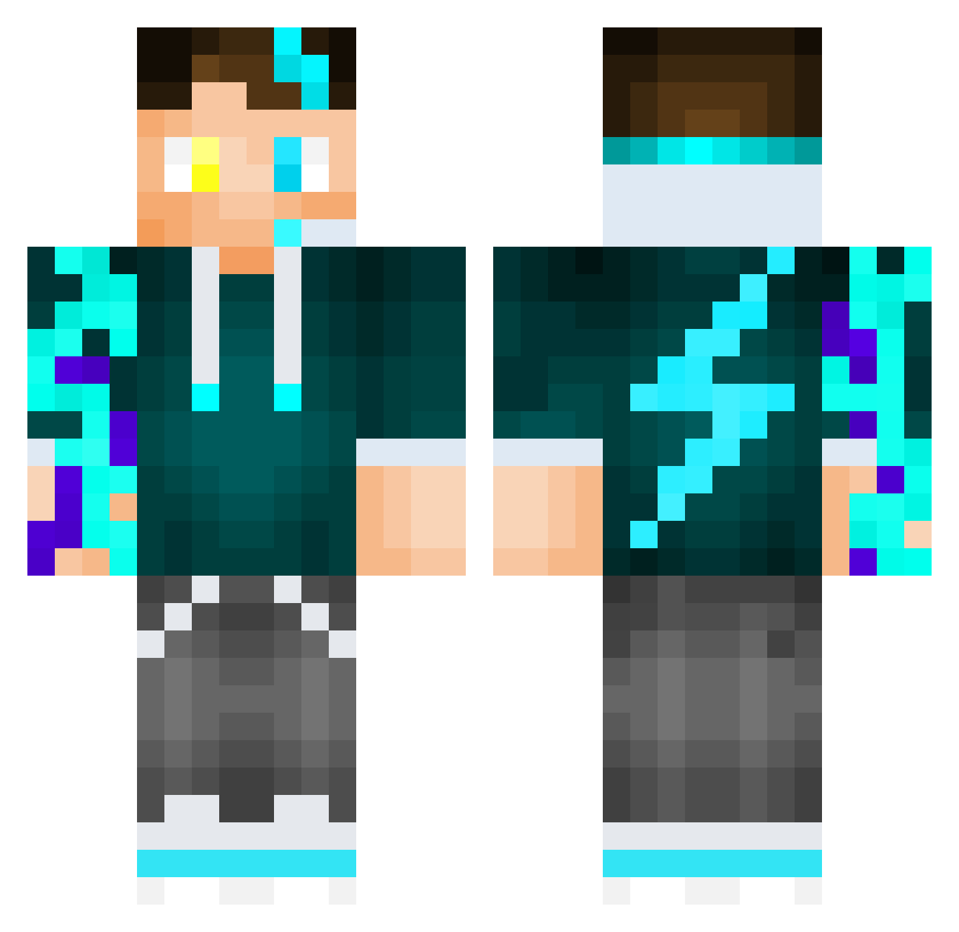 SqiwiiSN Minecraft skin, front and back view
