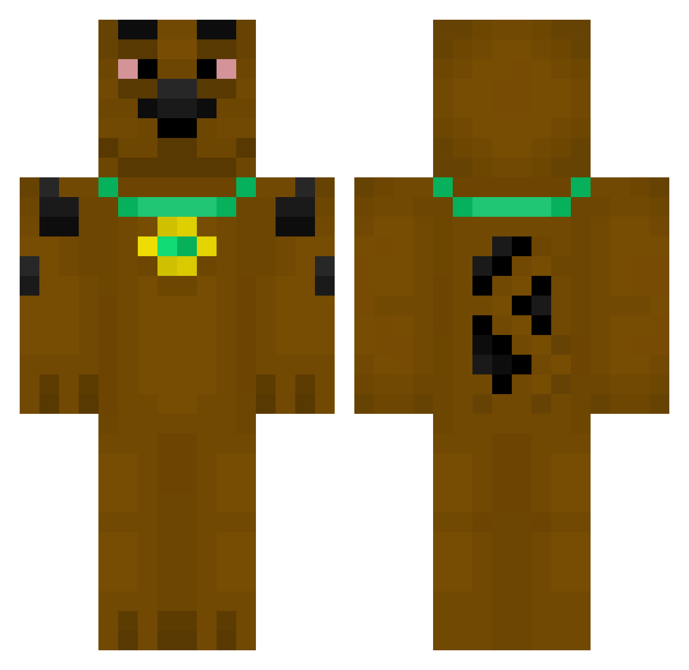 Glurbington Minecraft skin, front and back view